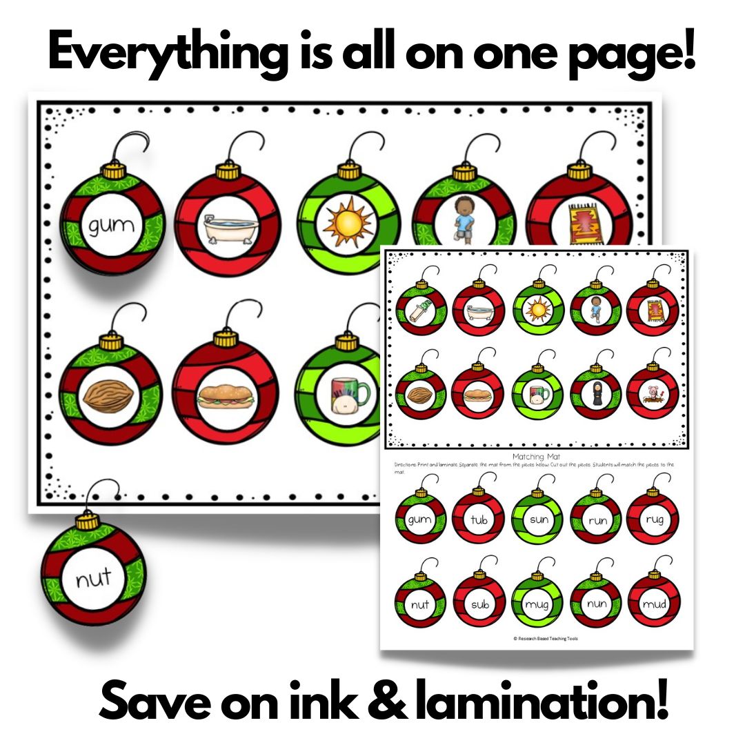 Christmas Cvc Words Matching Activity Christmas Cvc Words Matching Activity