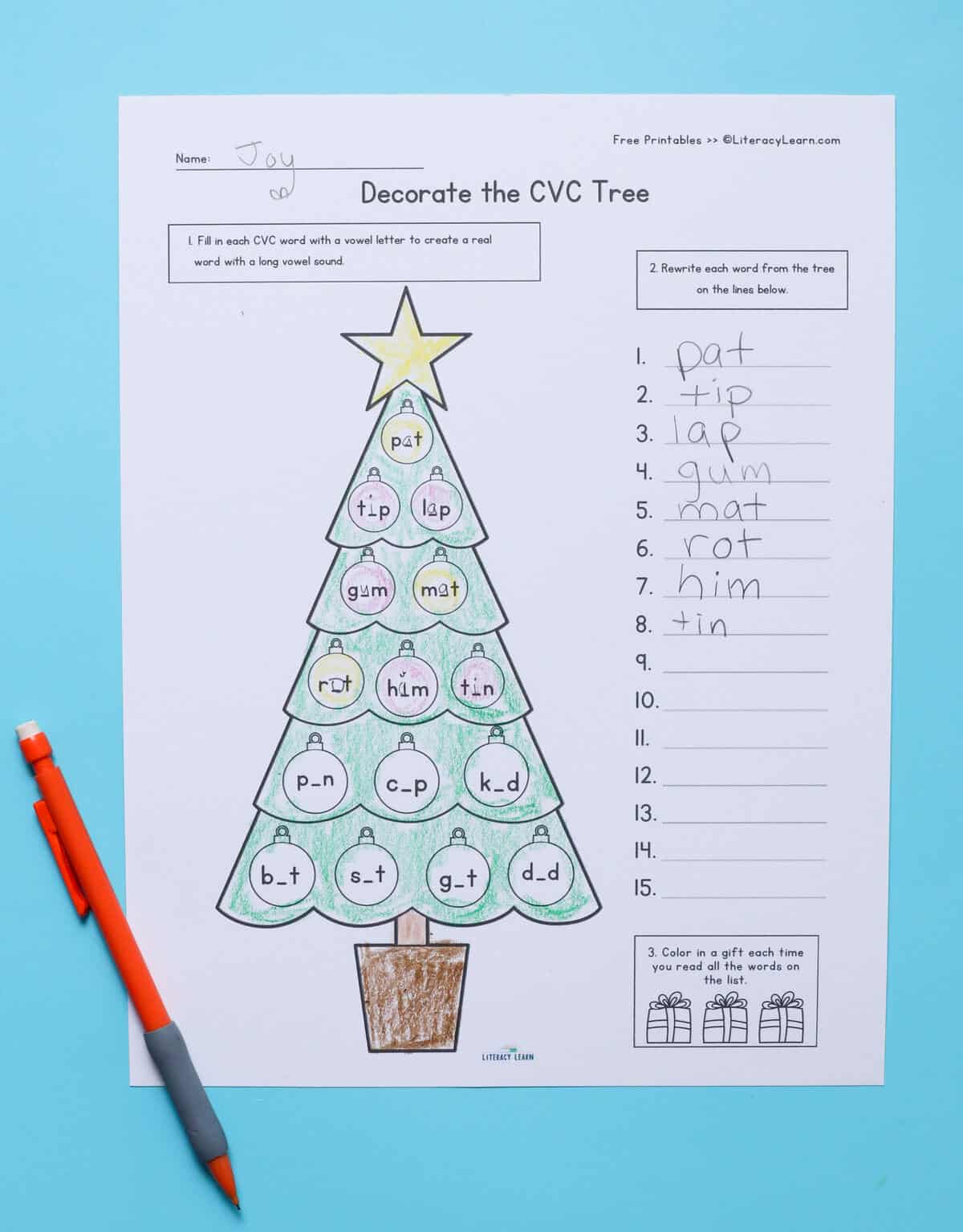 Christmas Cvc Worksheets Kindergarten Christmas Cvc Worksheets Kindergarten