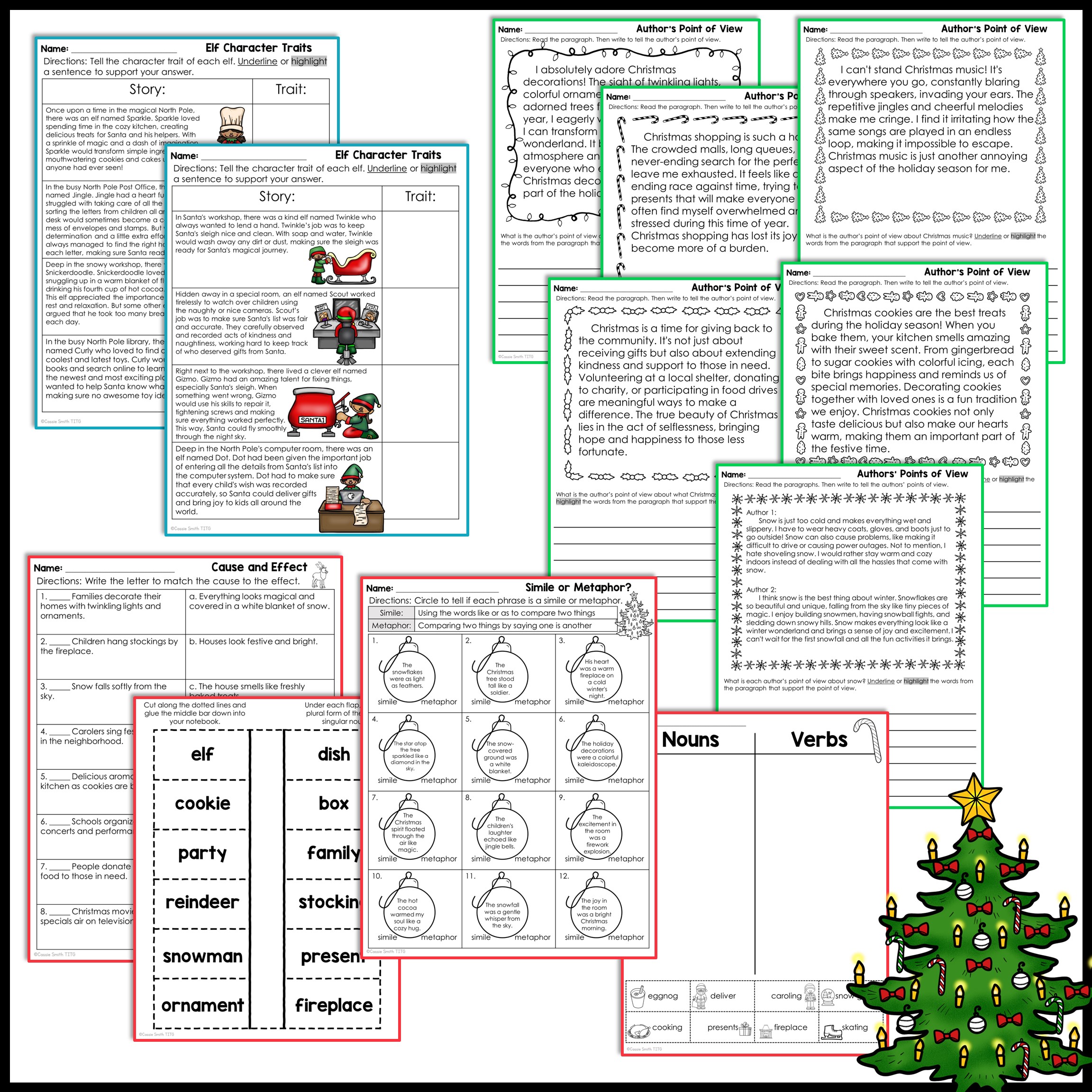 Christmas Ela Worksheets No Prep Reading Comprehension Writing Prompts Grammar Christmas Ela Worksheets No Prep Reading Comprehension Writing Prompts Grammar