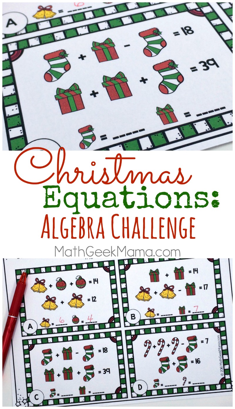 Christmas Equations Worksheet