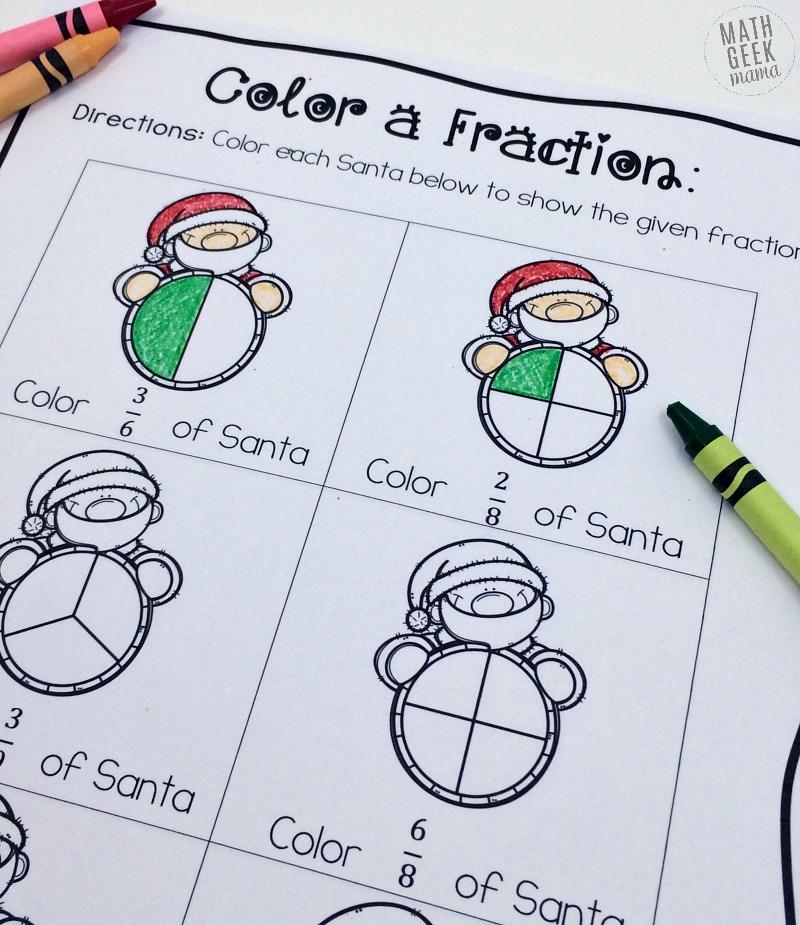 christmas math worksheets fractions christmas math worksheets fractions