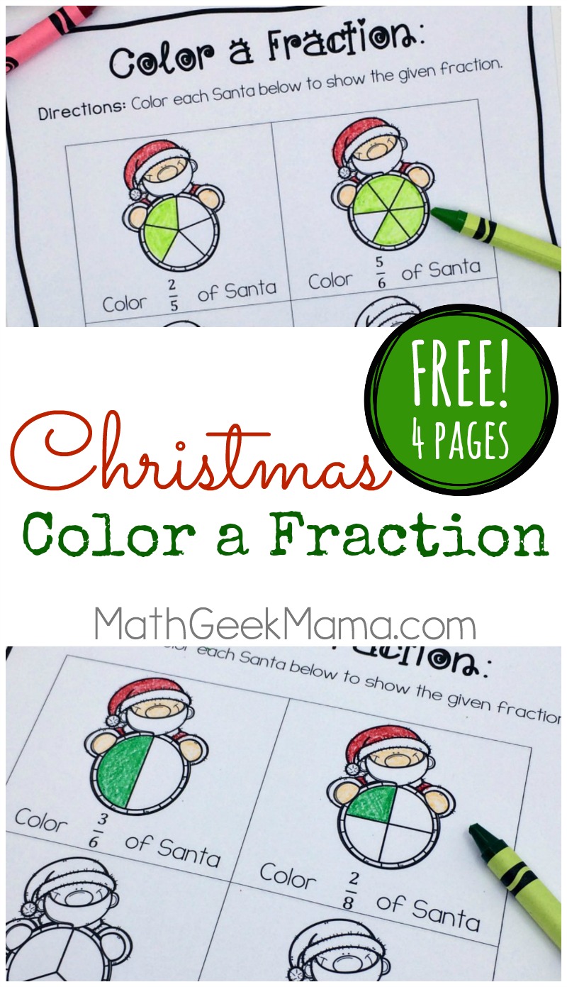 Christmas Fraction Worksheets Christmas Fraction Worksheets
