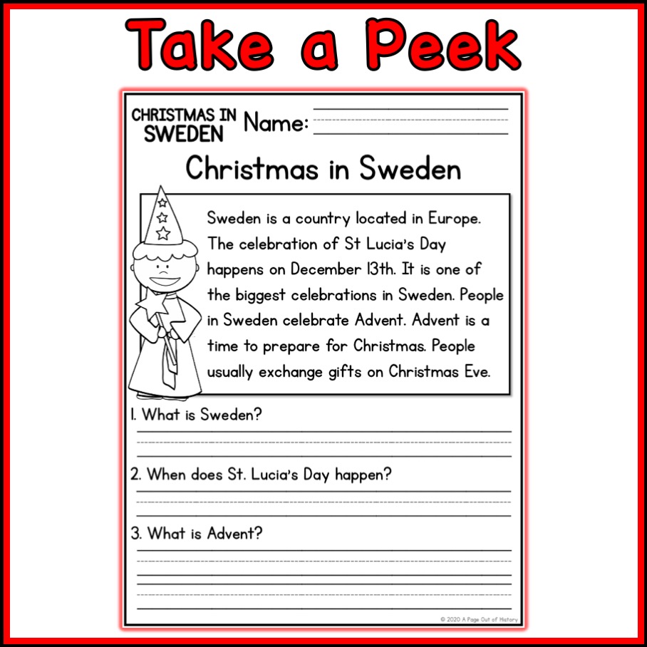 free christmas reading comprehension worksheets