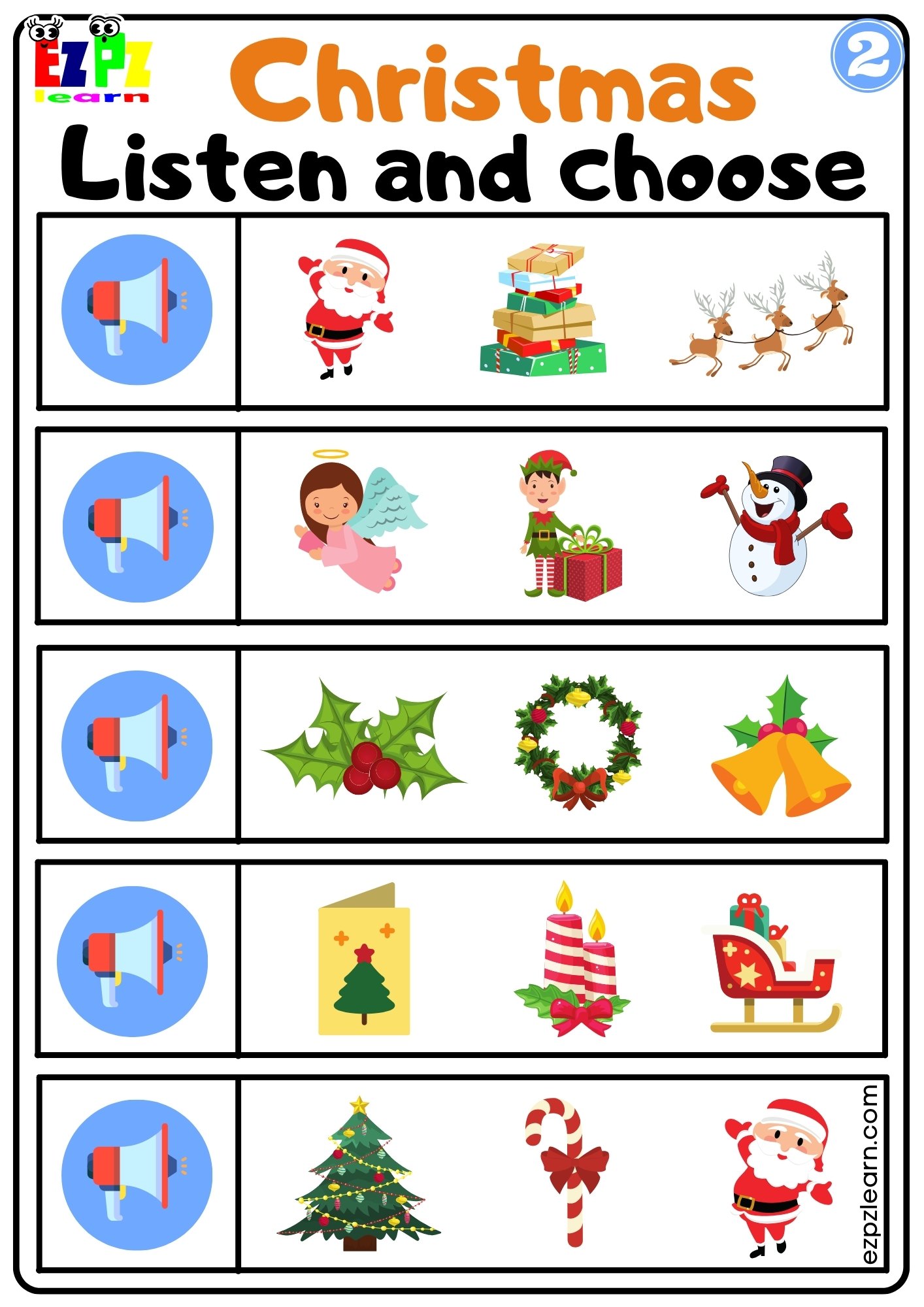 Christmas Interactive Worksheet Listen And Choose The Correct Images Activity For Kids And Esl Students G2 Worksheets Christmas Interactive Worksheet Listen And Choose The Correct Images Activity For Kids And Esl Students G2 Worksheets