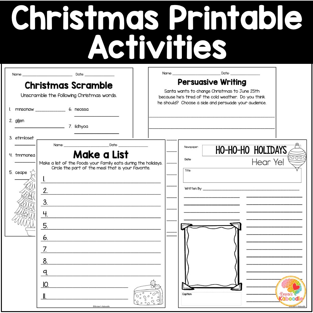 Christmas Literacy Activities No Prep