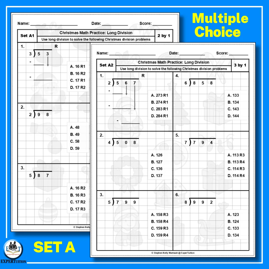 Christmas Long Division Worksheets 4th 5th 6th Grade Christmas Long Division Worksheets 4th 5th 6th Grade