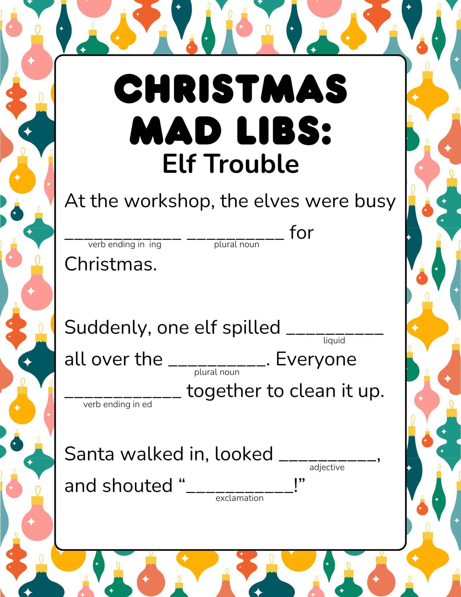 Christmas Mad Libs