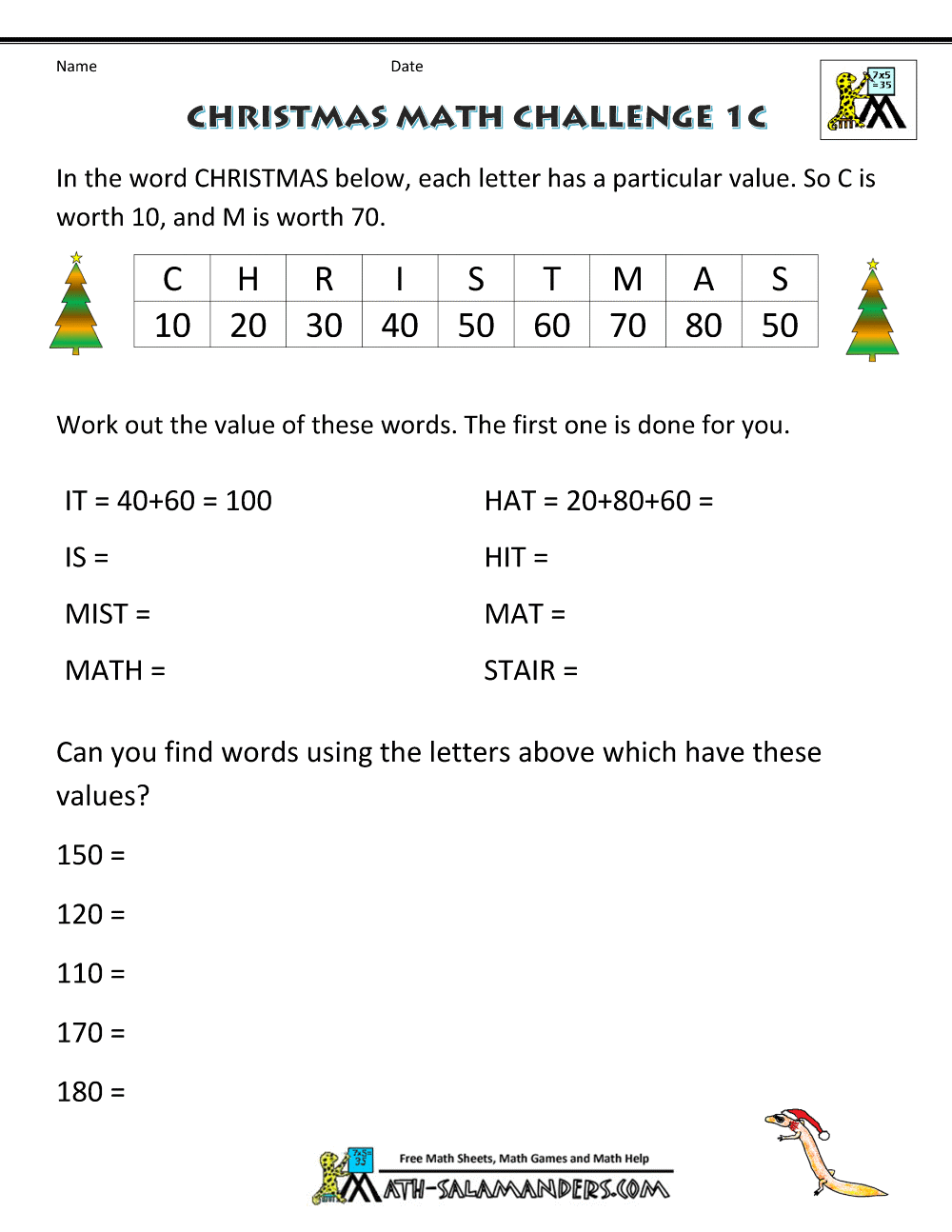 Christmas Math Christmas Math