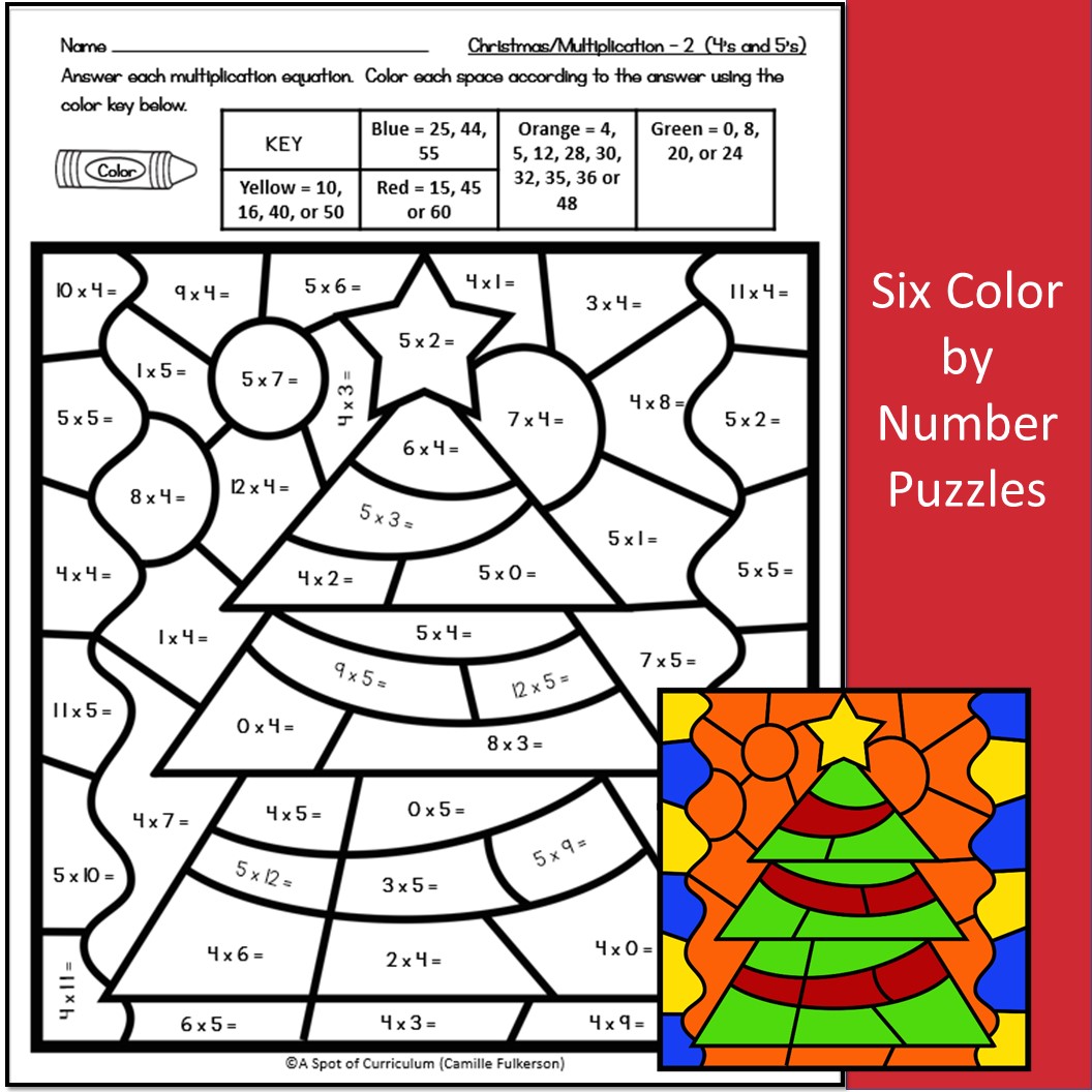 Christmas Math Coloring Sheets Multiplication Color By Number