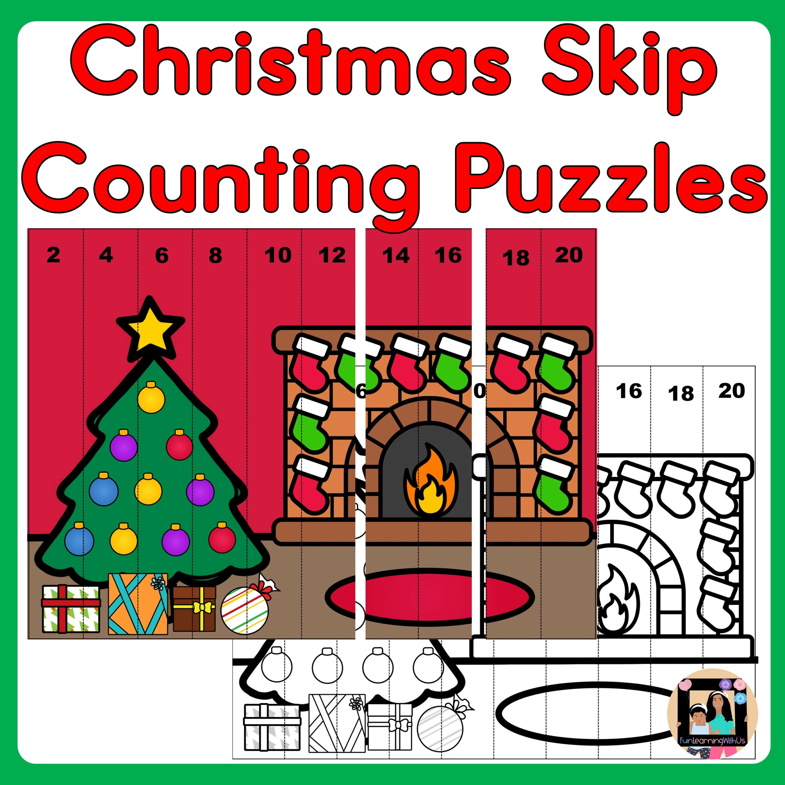 Christmas Math Puzzles Skip Counting Activity