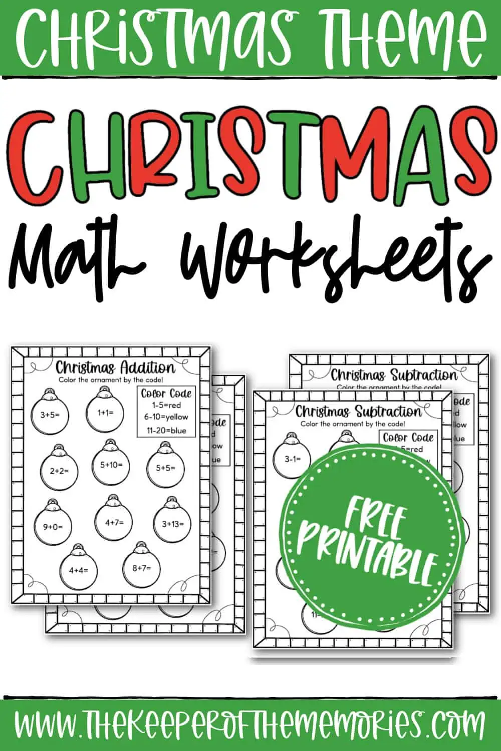 free christmas math worksheets for first grade
