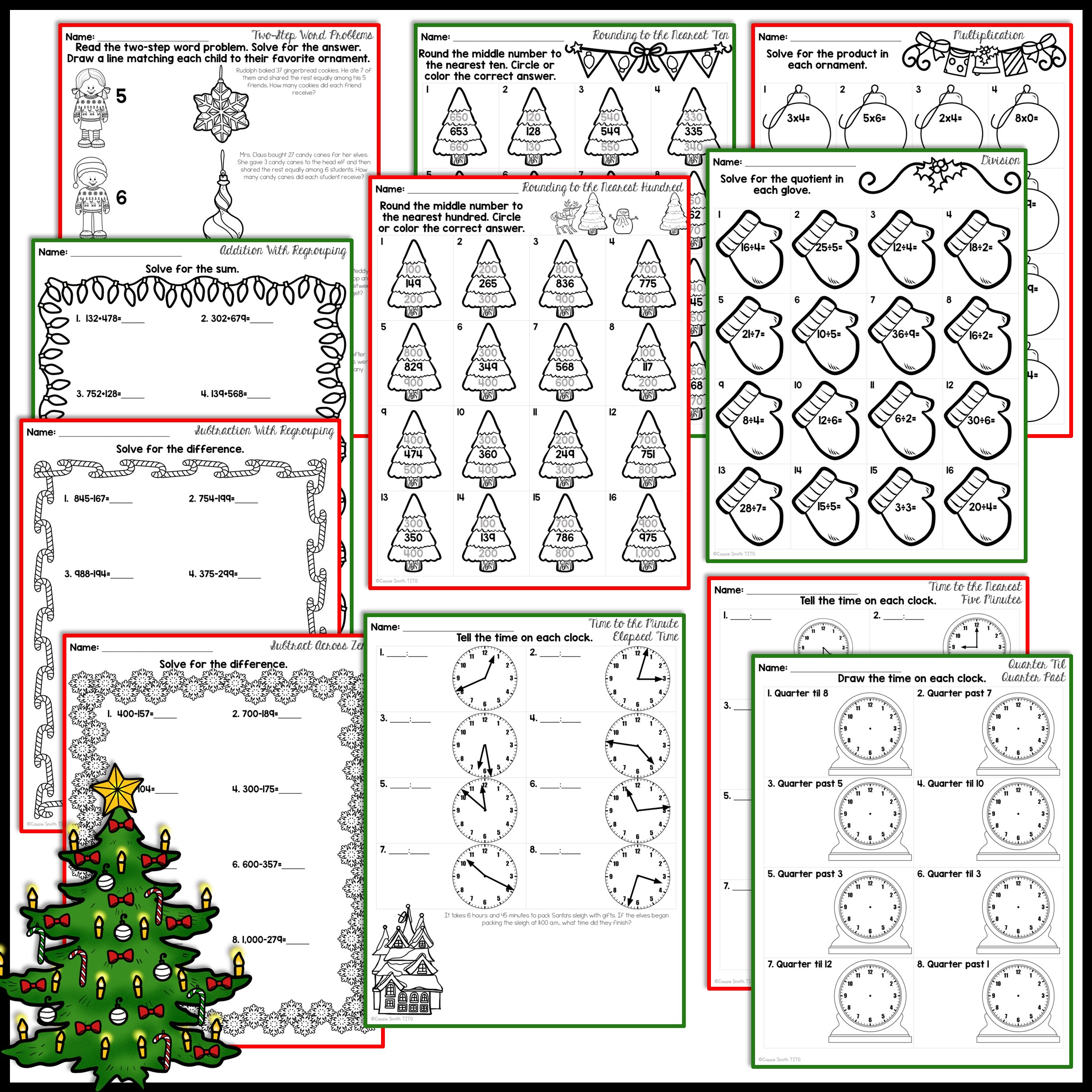 christmas multiplication worksheets