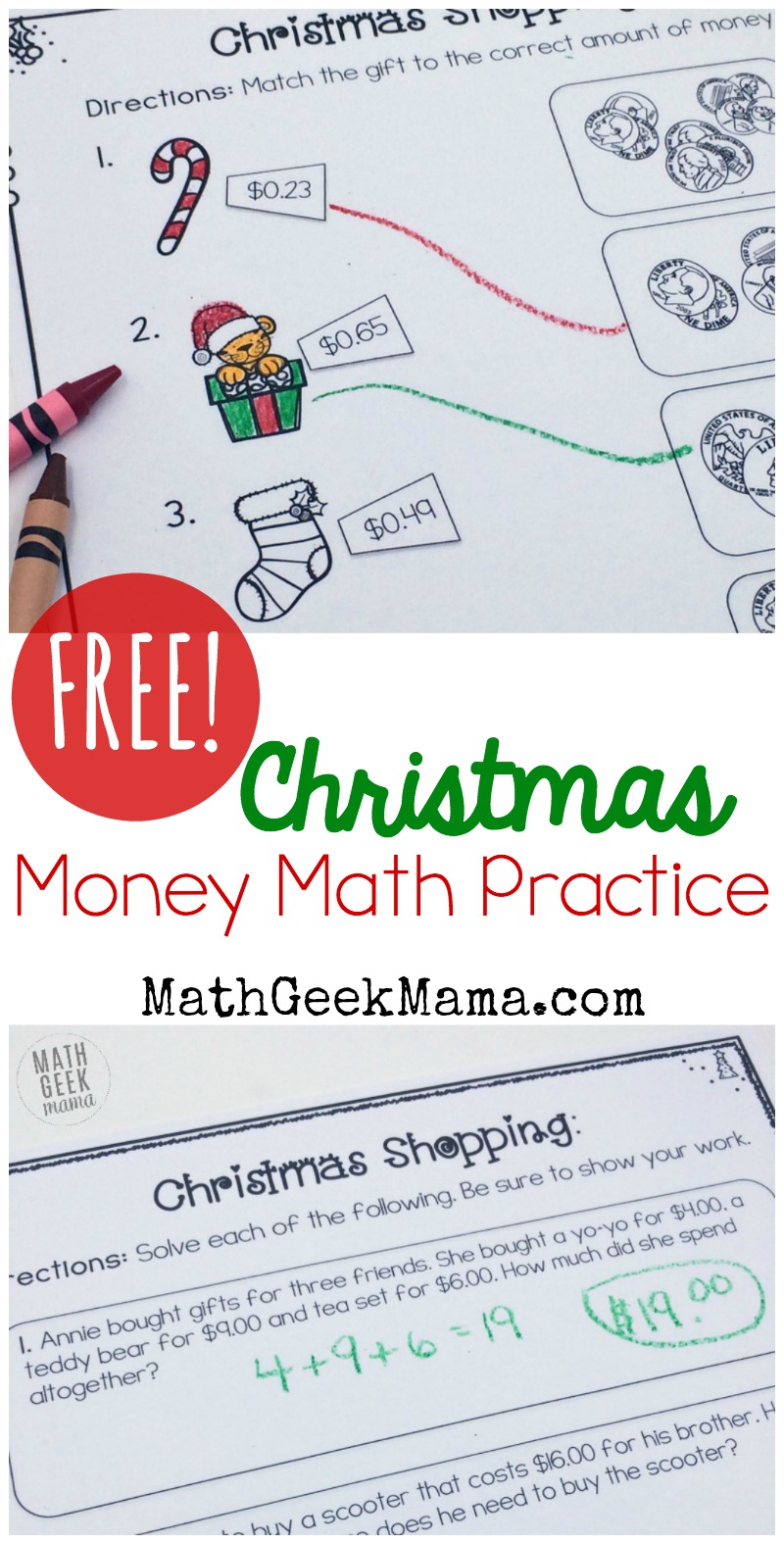 Christmas Money Math Worksheets Christmas Money Math Worksheets