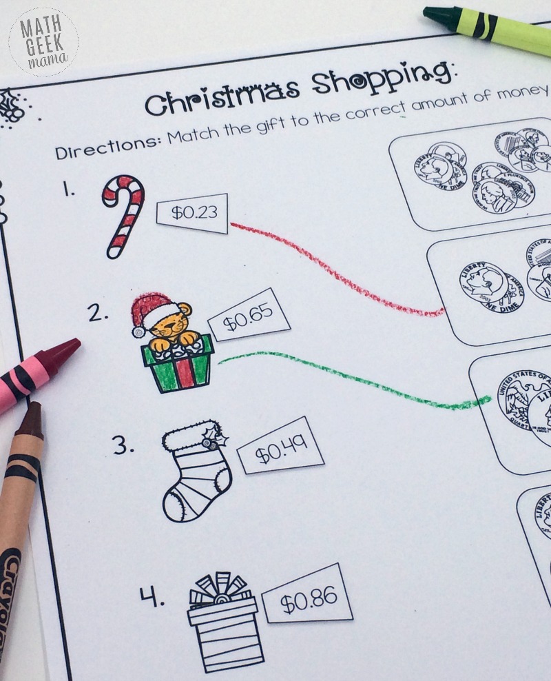 Christmas Money Math Worksheets