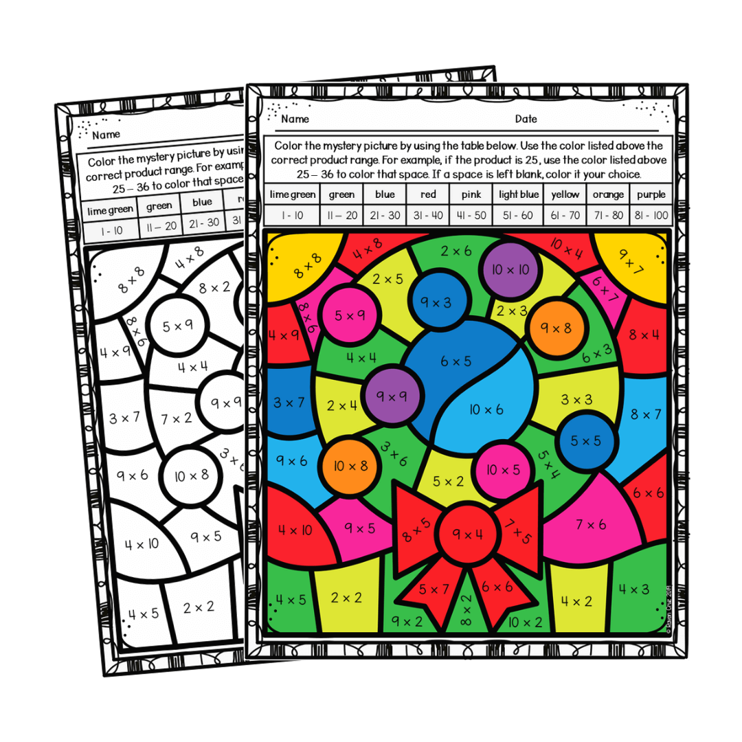 Christmas Multiplication Color By Number Worksheets Christmas Multiplication Color By Number Worksheets
