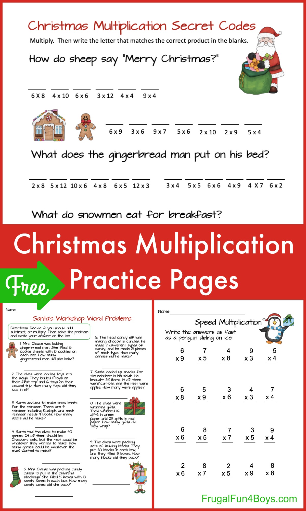 Christmas Multiplication Printable Pack Christmas Multiplication Printable Pack
