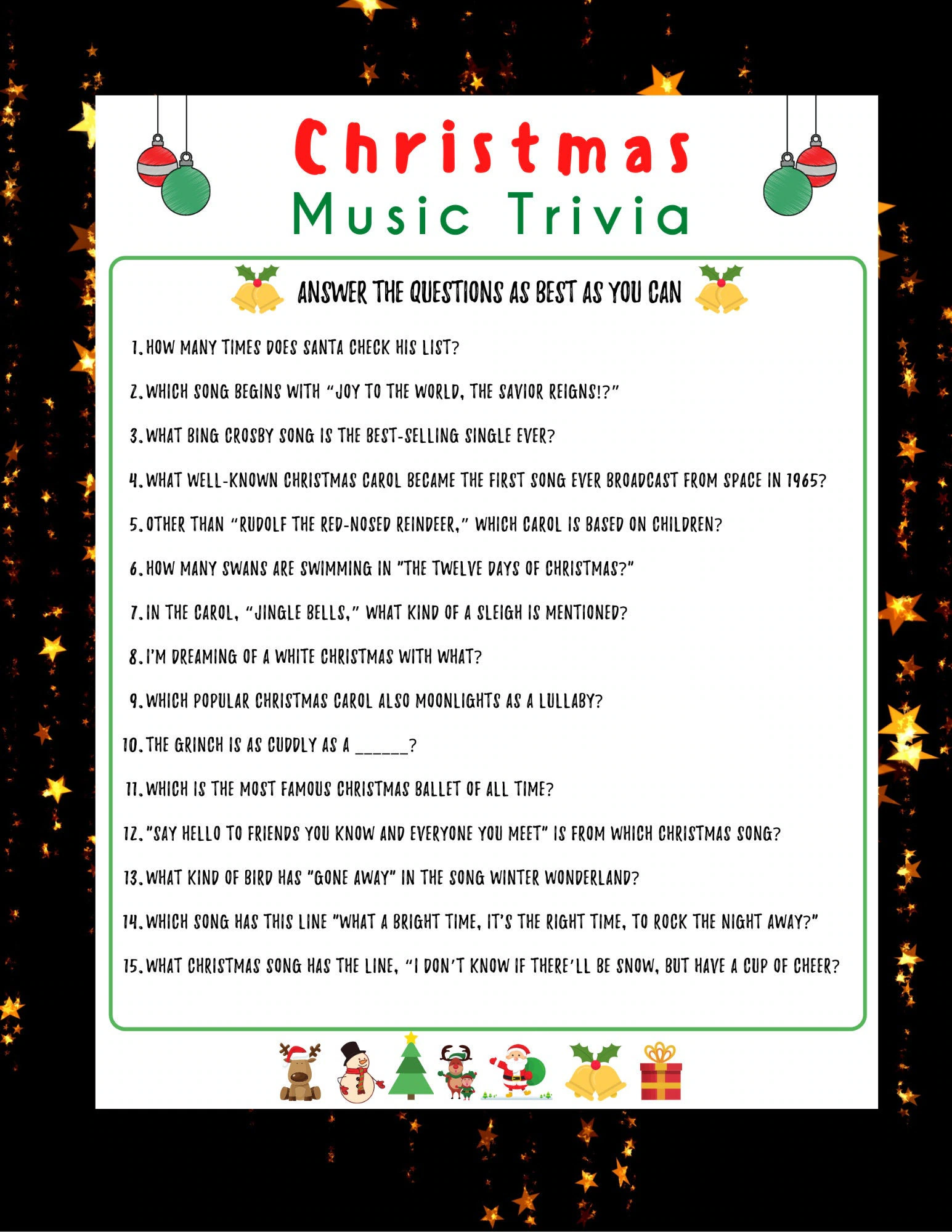 Christmas Music Trivia Game Holiday Christmas Music Trivia Game Holiday