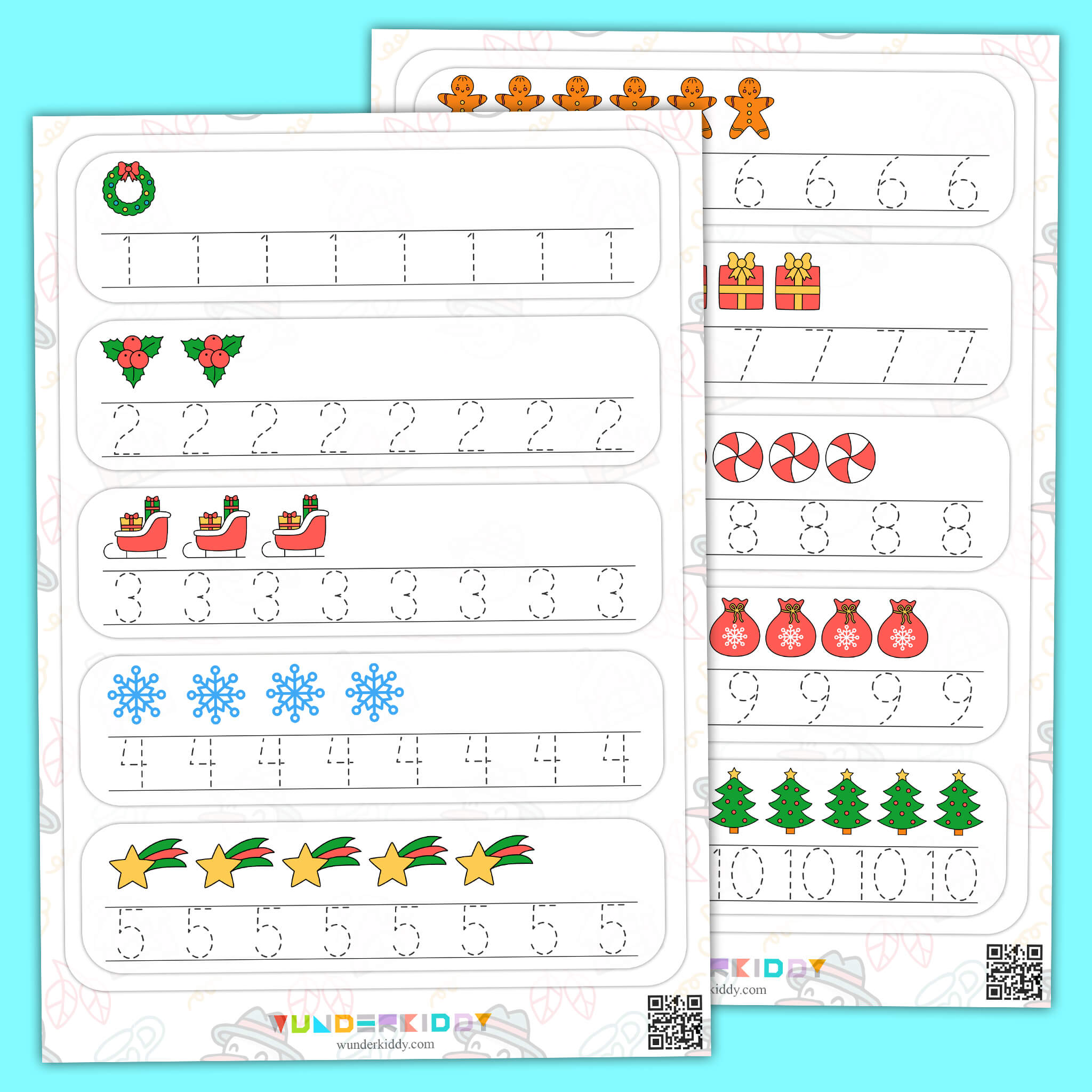christmas number worksheets