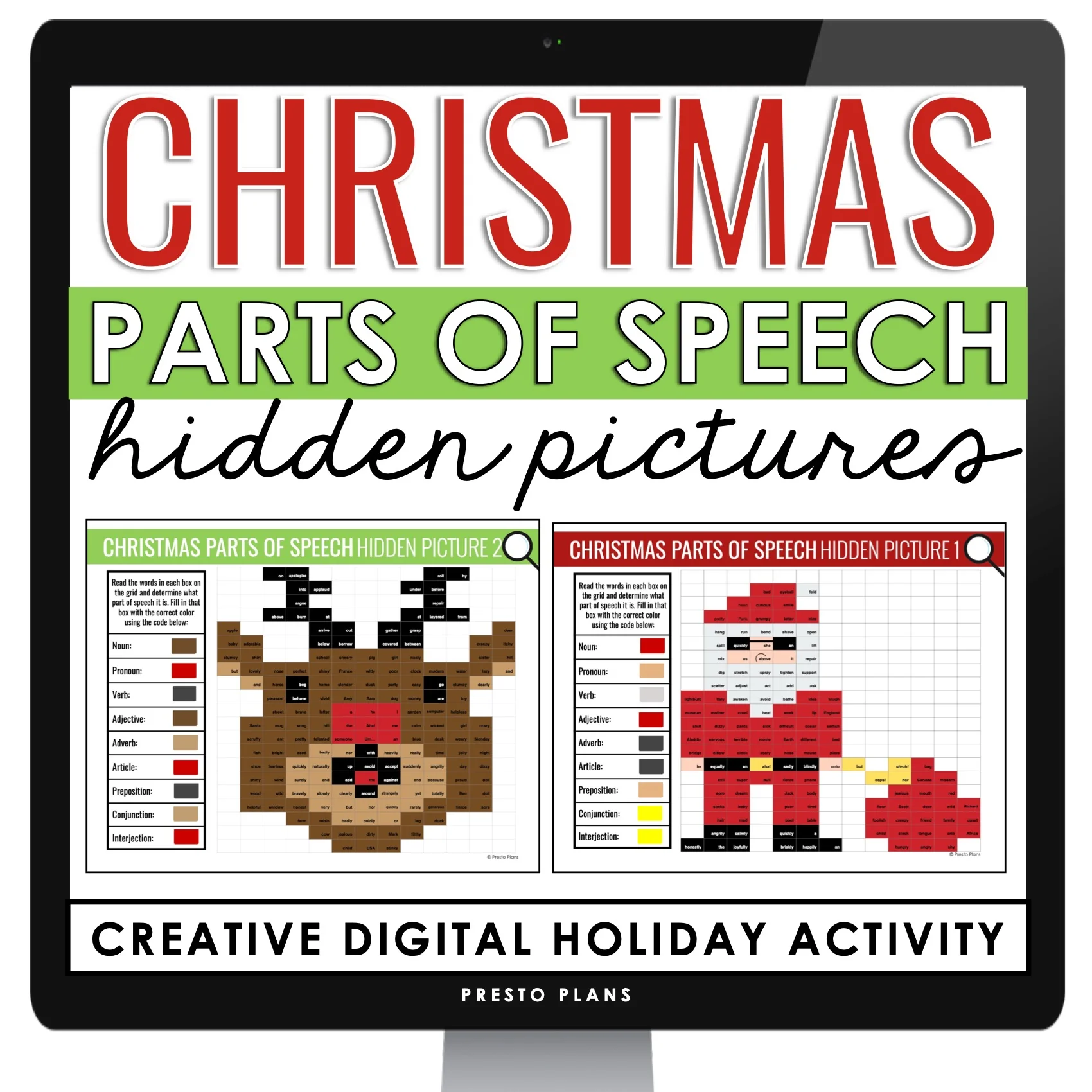 Christmas Parts Of Speech Digital Hidden Mystery Pictures Distance Learning
