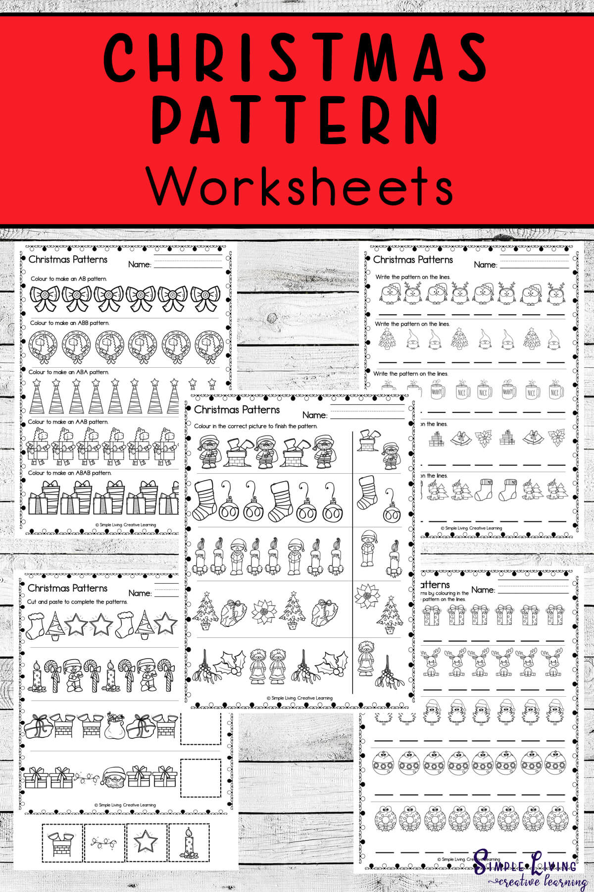 christmas pattern worksheets