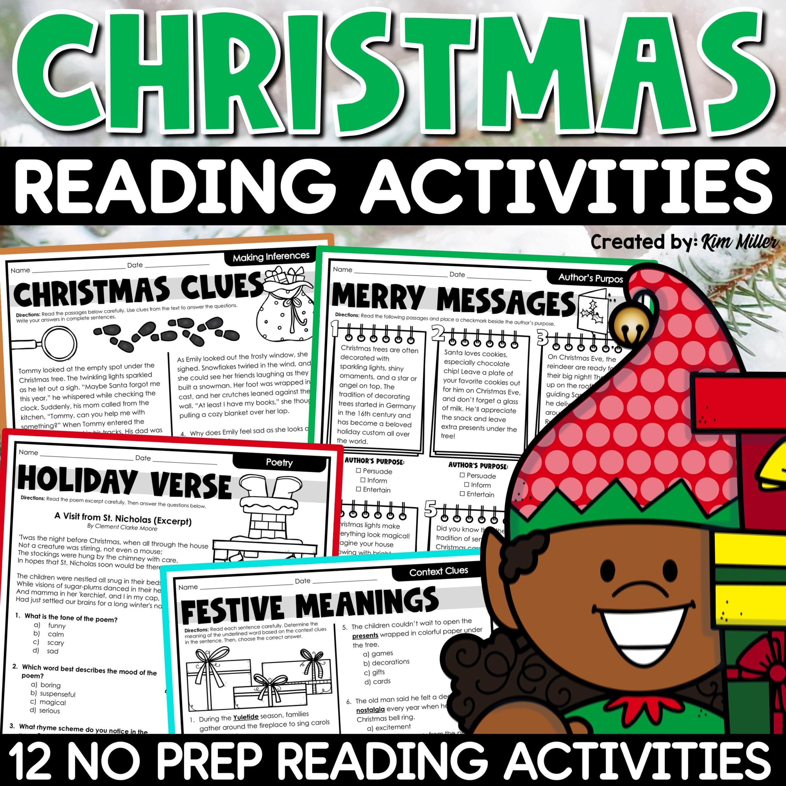 christmas reading worksheets