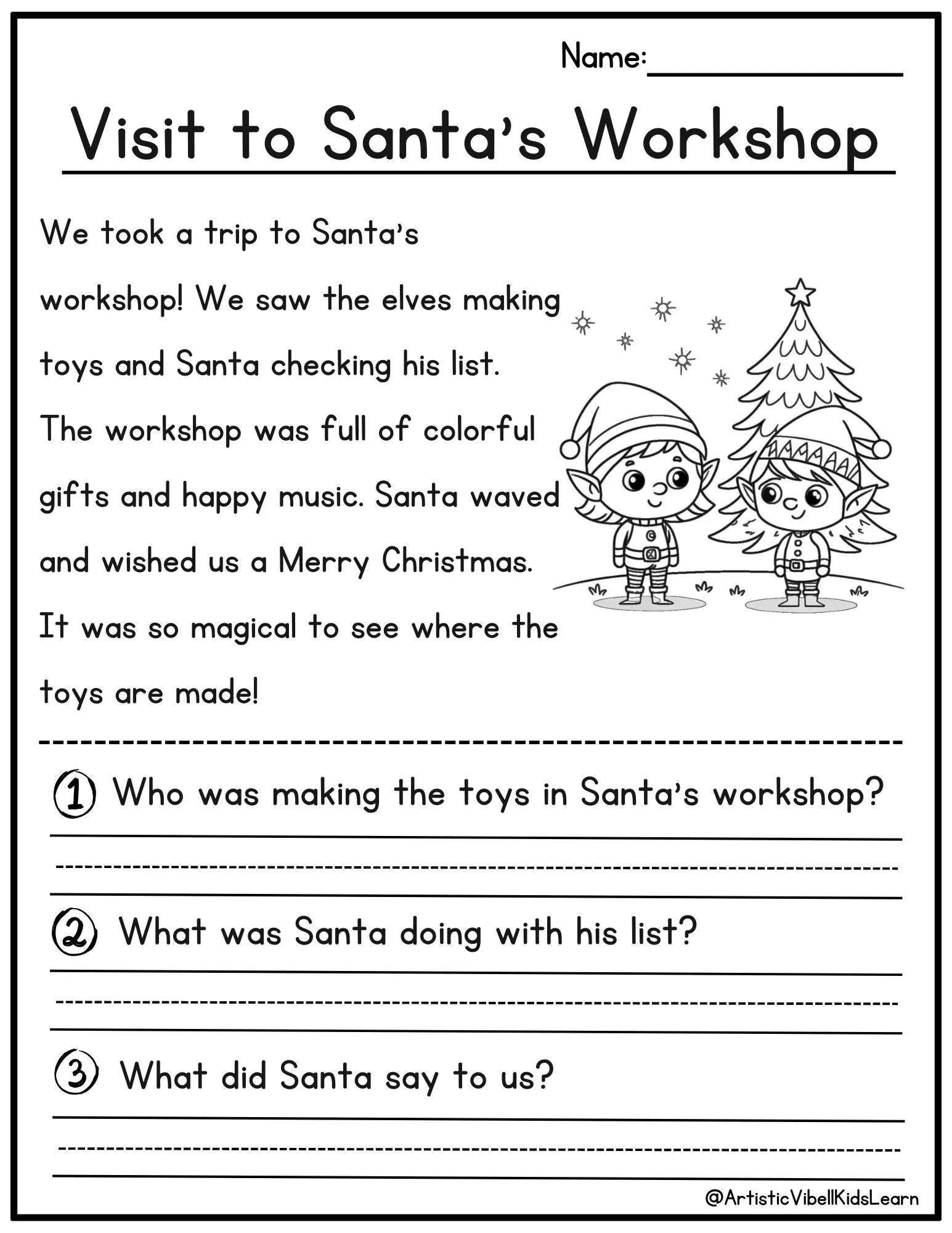 Christmas Reading Comprehension Christmas Reading Comprehension