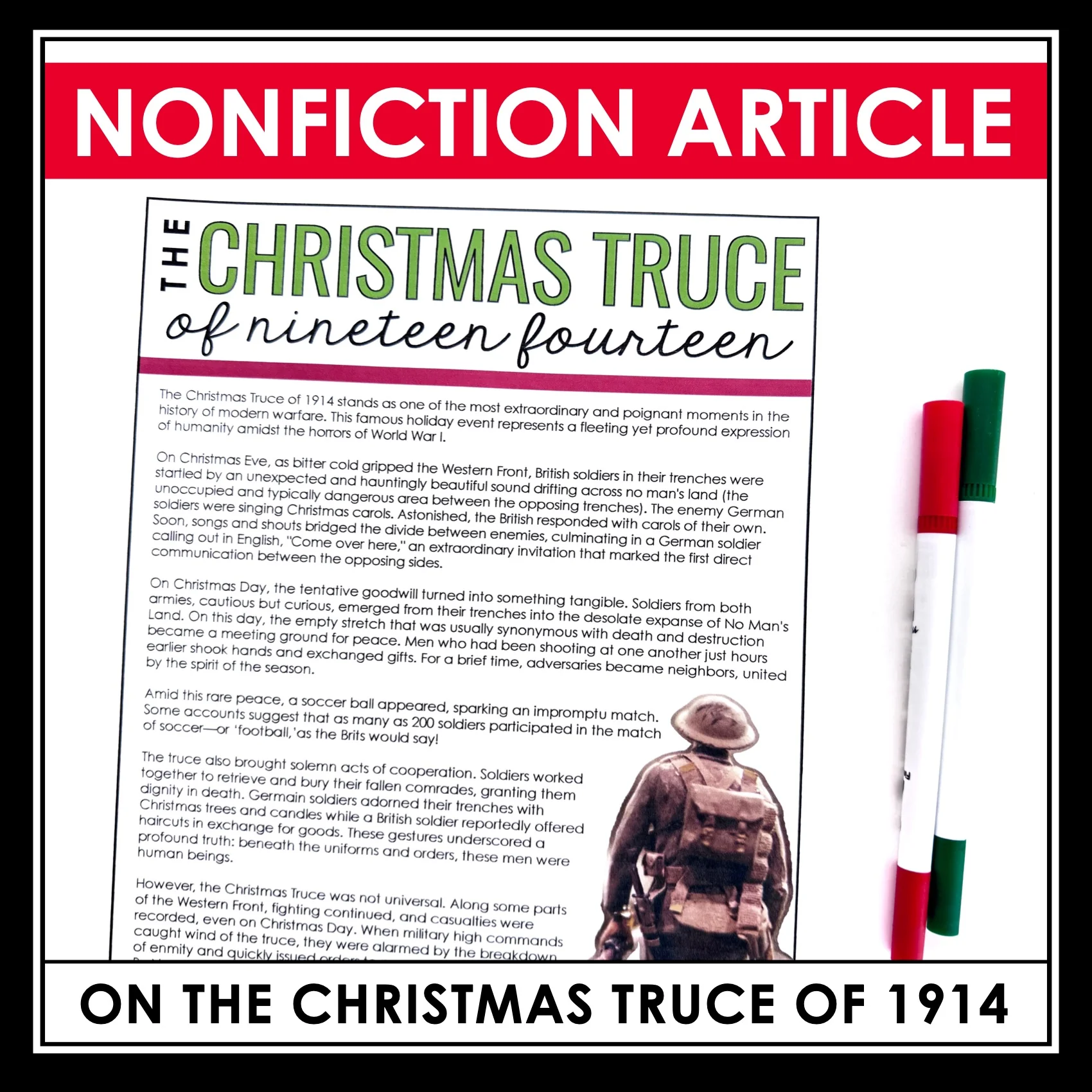 Christmas Reading Comprehension Christmas Truce Of 1914 Article Assignment