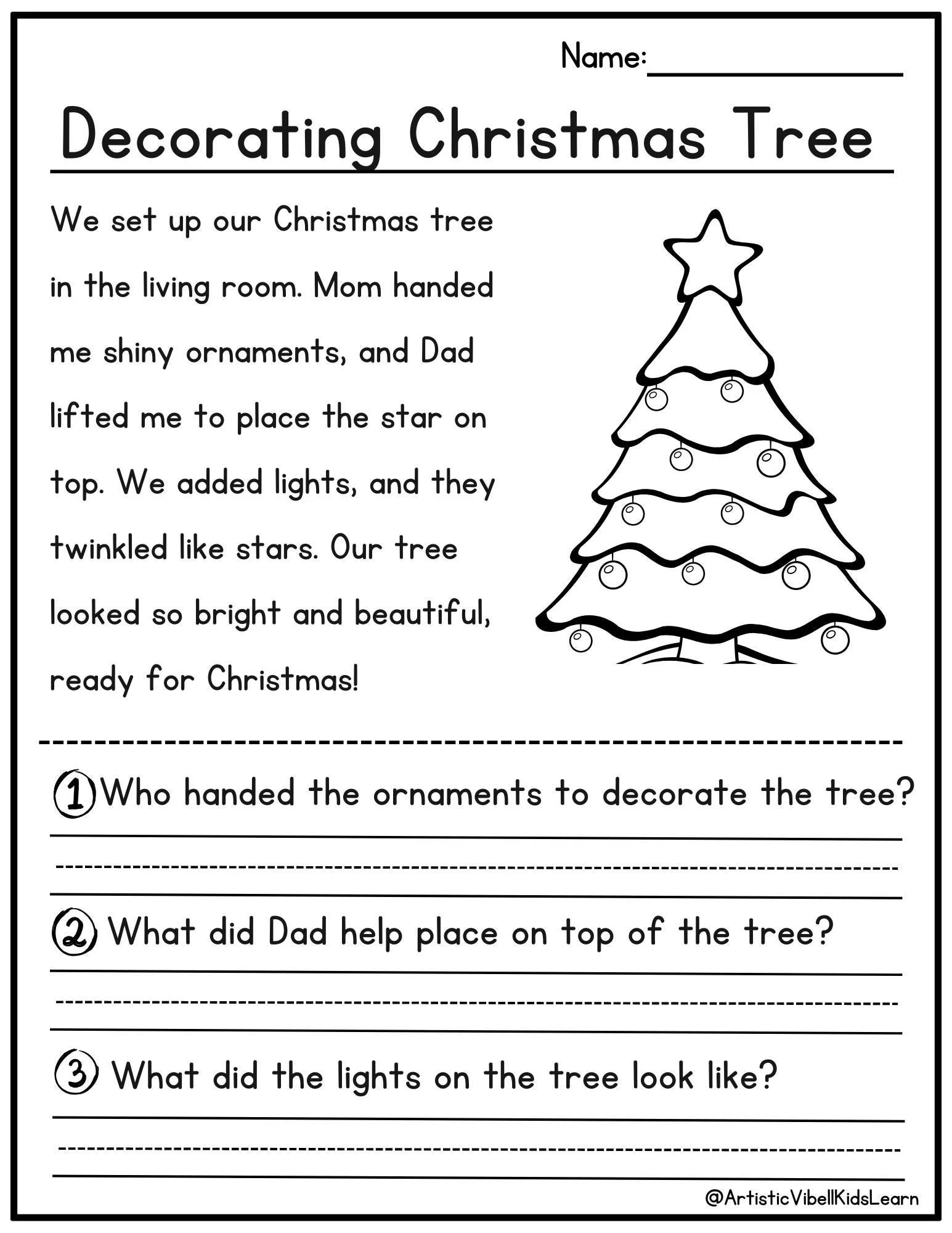 Christmas Reading Comprehension Christmas Reading Comprehension