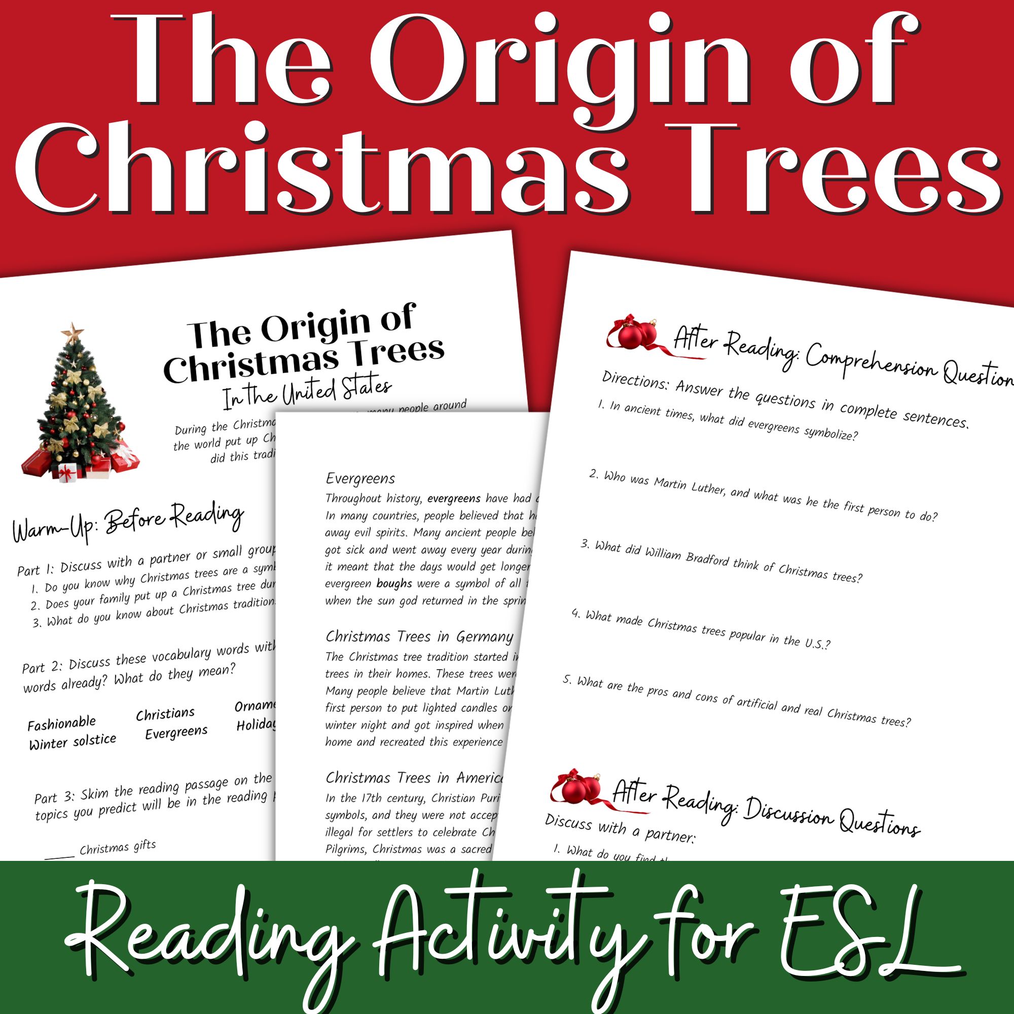 Christmas Reading Passage And Activities For Adult Esl And High School Ell Newcomers Christmas Reading Passage And Activities For Adult Esl And High School Ell Newcomers