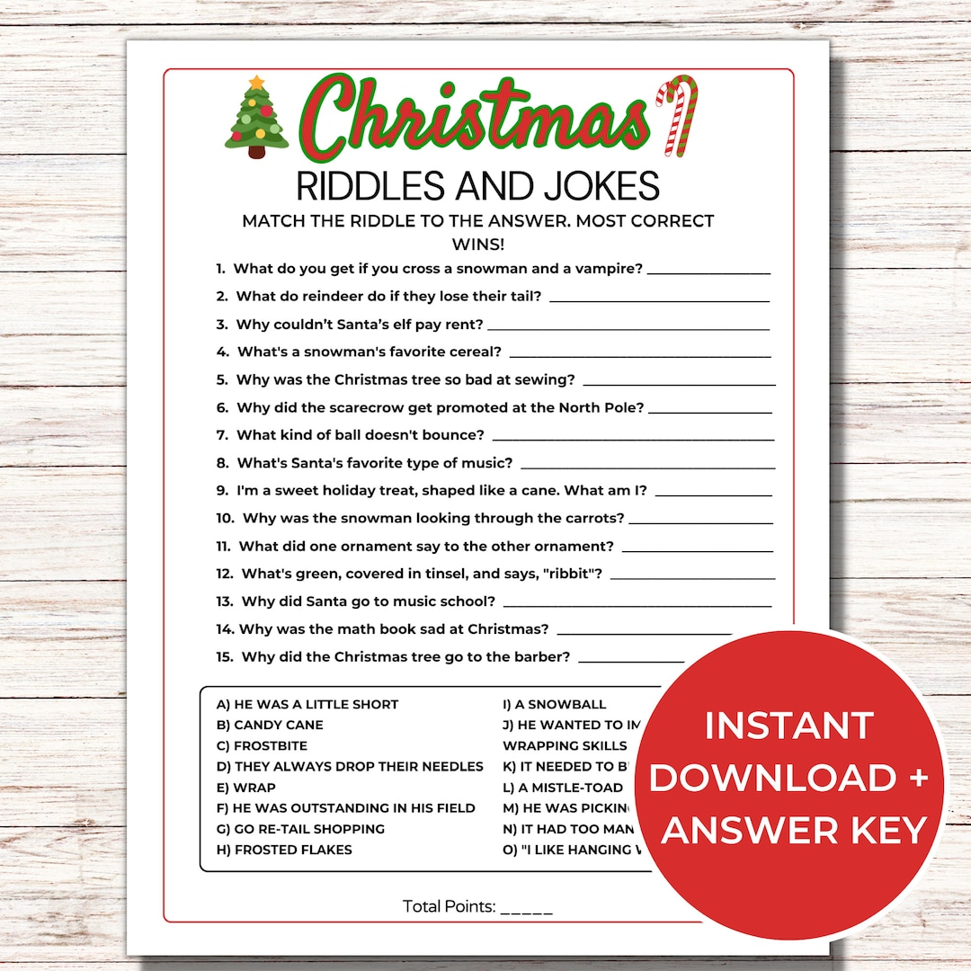 Christmas Riddles Game Printable