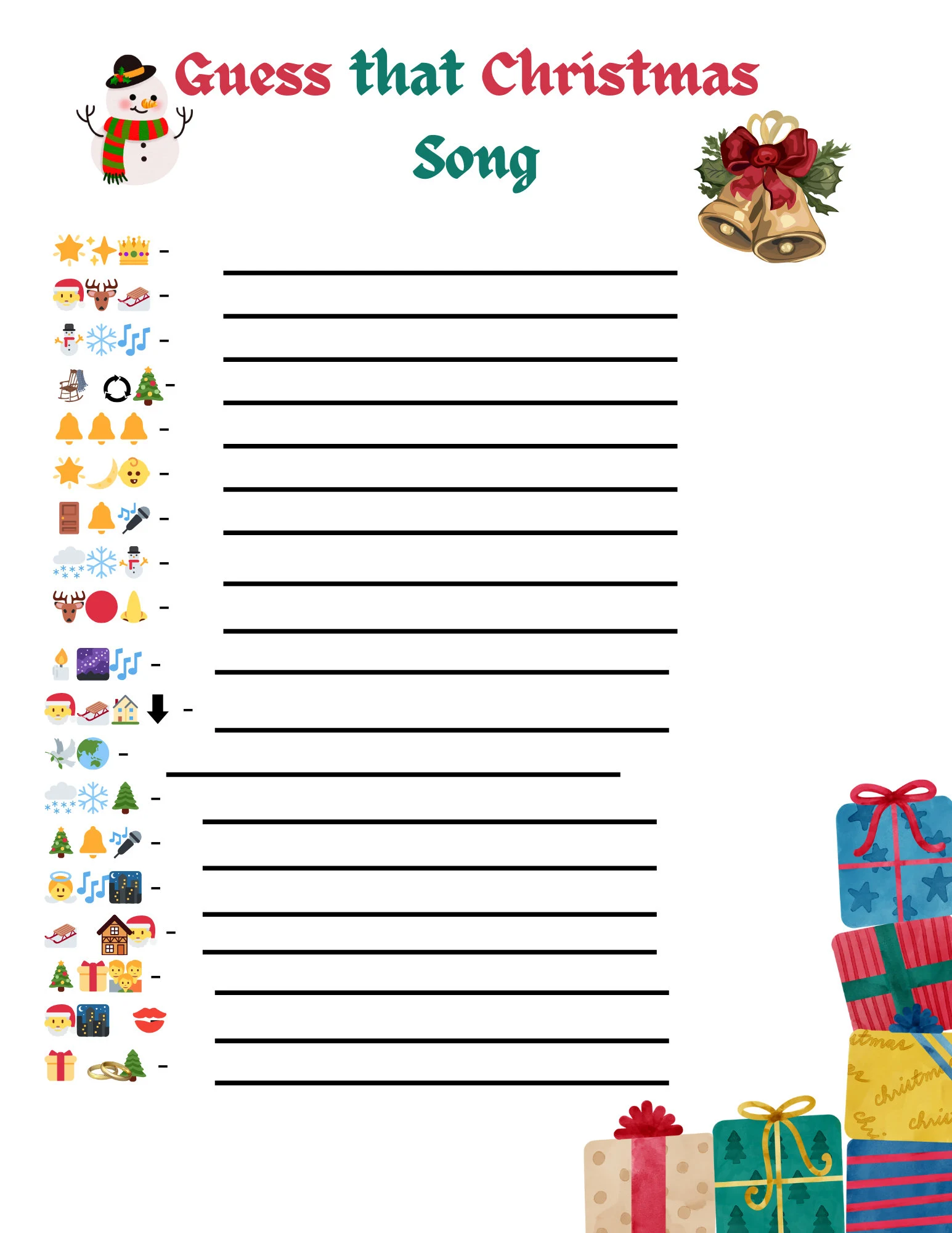 Christmas Song Emoji Quiz Holiday Party