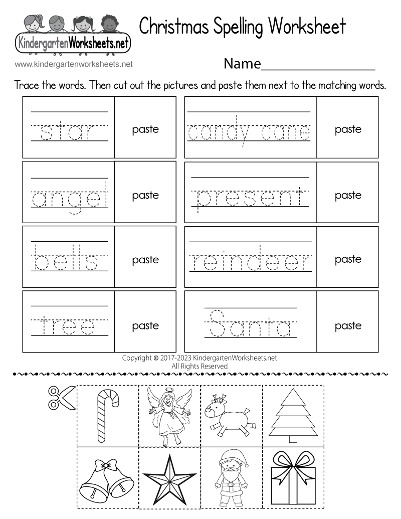 Christmas Spelling Worksheet Printable