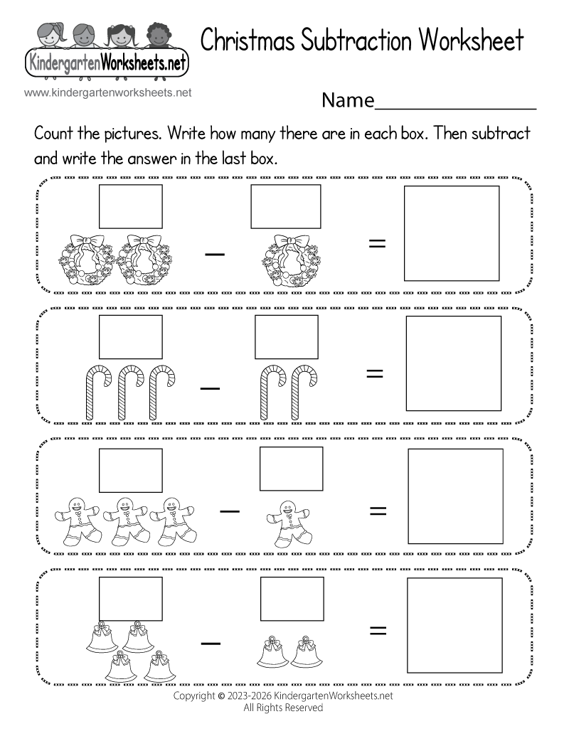 Christmas Subtraction Worksheet Printable Christmas Subtraction Worksheet Printable