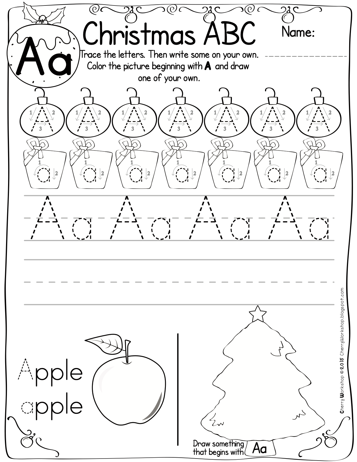 Christmas Themed Abc Pracitce Worksheets