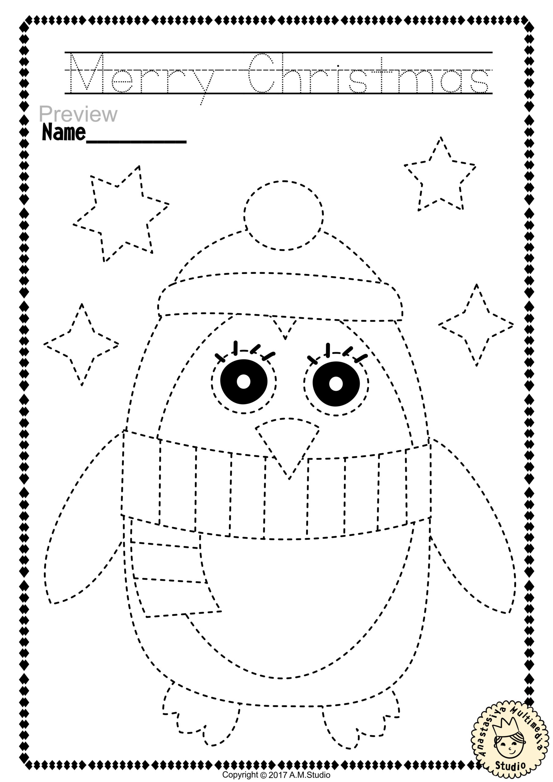 christmas tracing worksheets for preschool