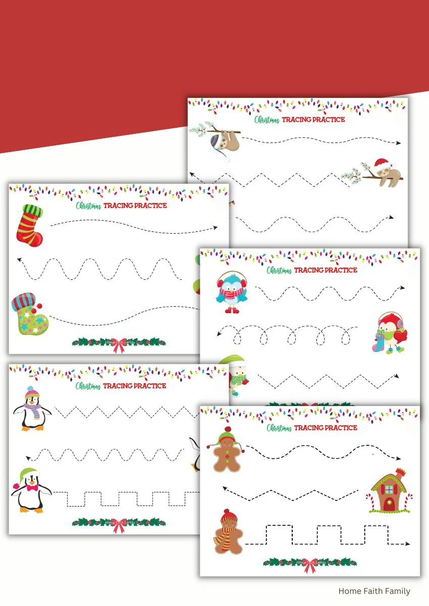 Christmas Tracing A Line Practice Workbook
