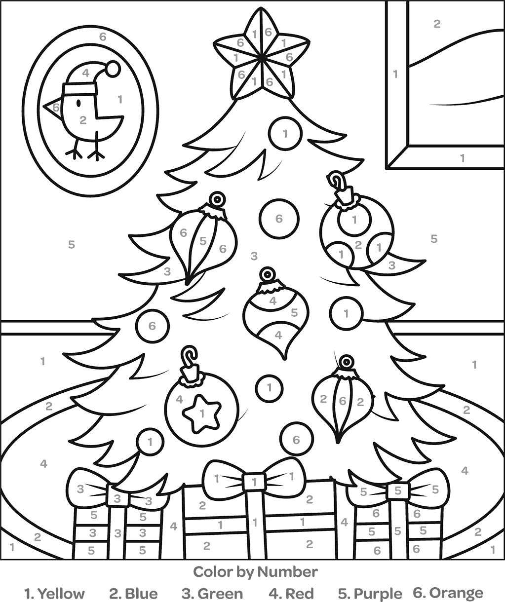 Christmas Tree Color By Number Coloring Page Christmas Tree Color By Number Coloring Page