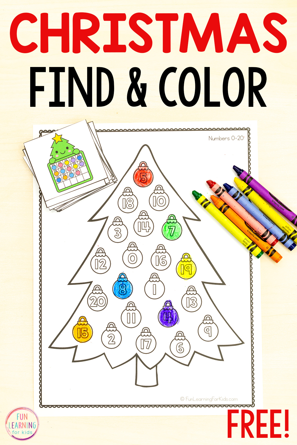 Christmas Tree Find And Color The Number Sheets