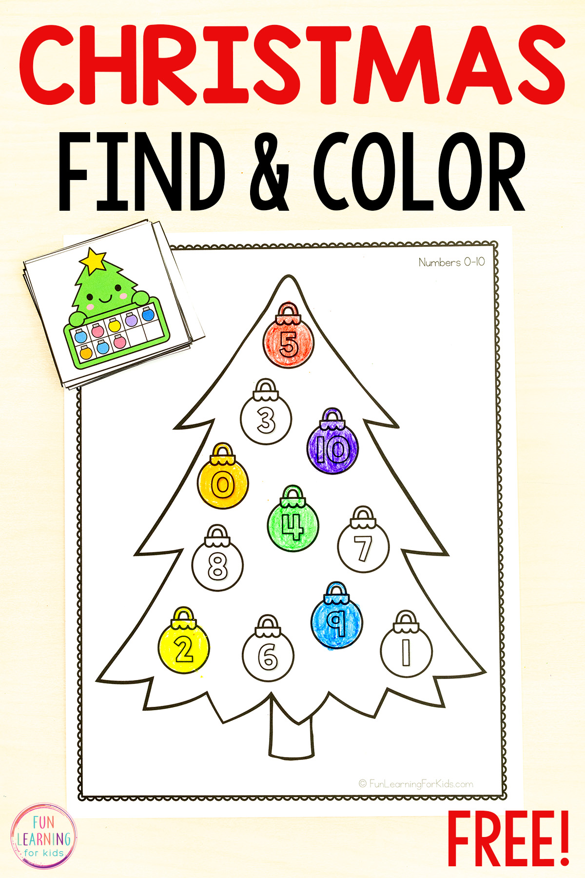 Christmas Tree Find And Color The Number Sheets