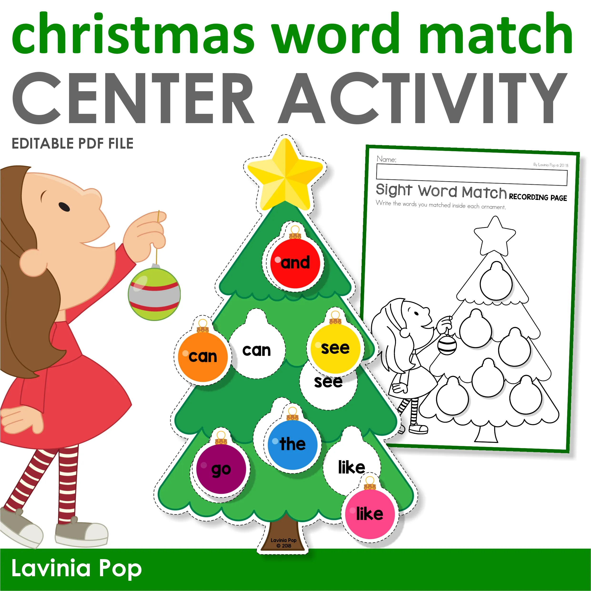 Christmas Tree Ornament Sight Word Match Christmas Tree Ornament Sight Word Match