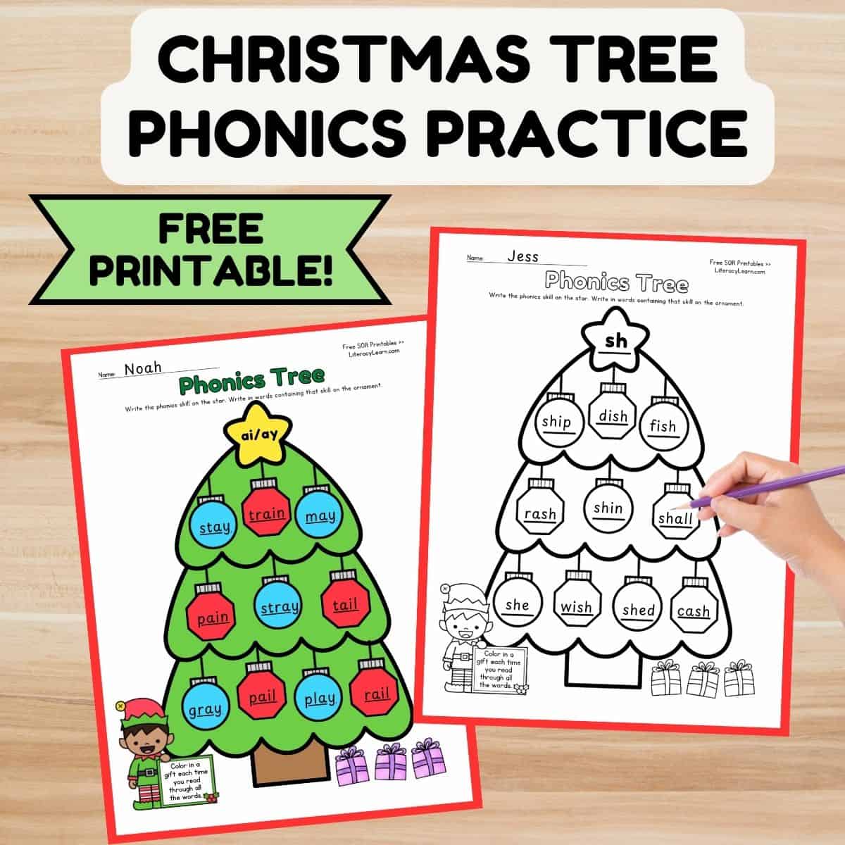 Christmas Tree Phonics Worksheet