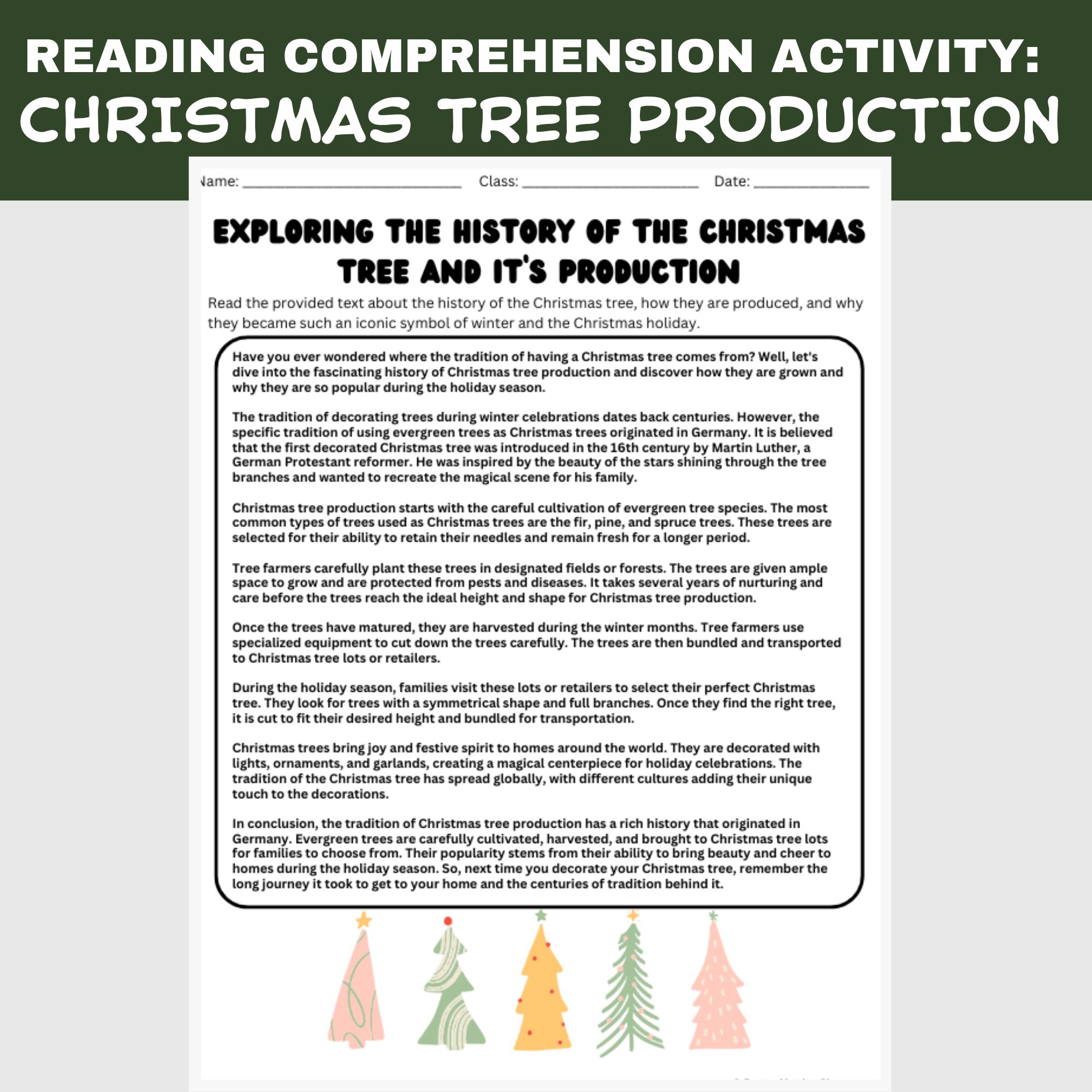 history of the christmas tree worksheets history of the christmas tree worksheets