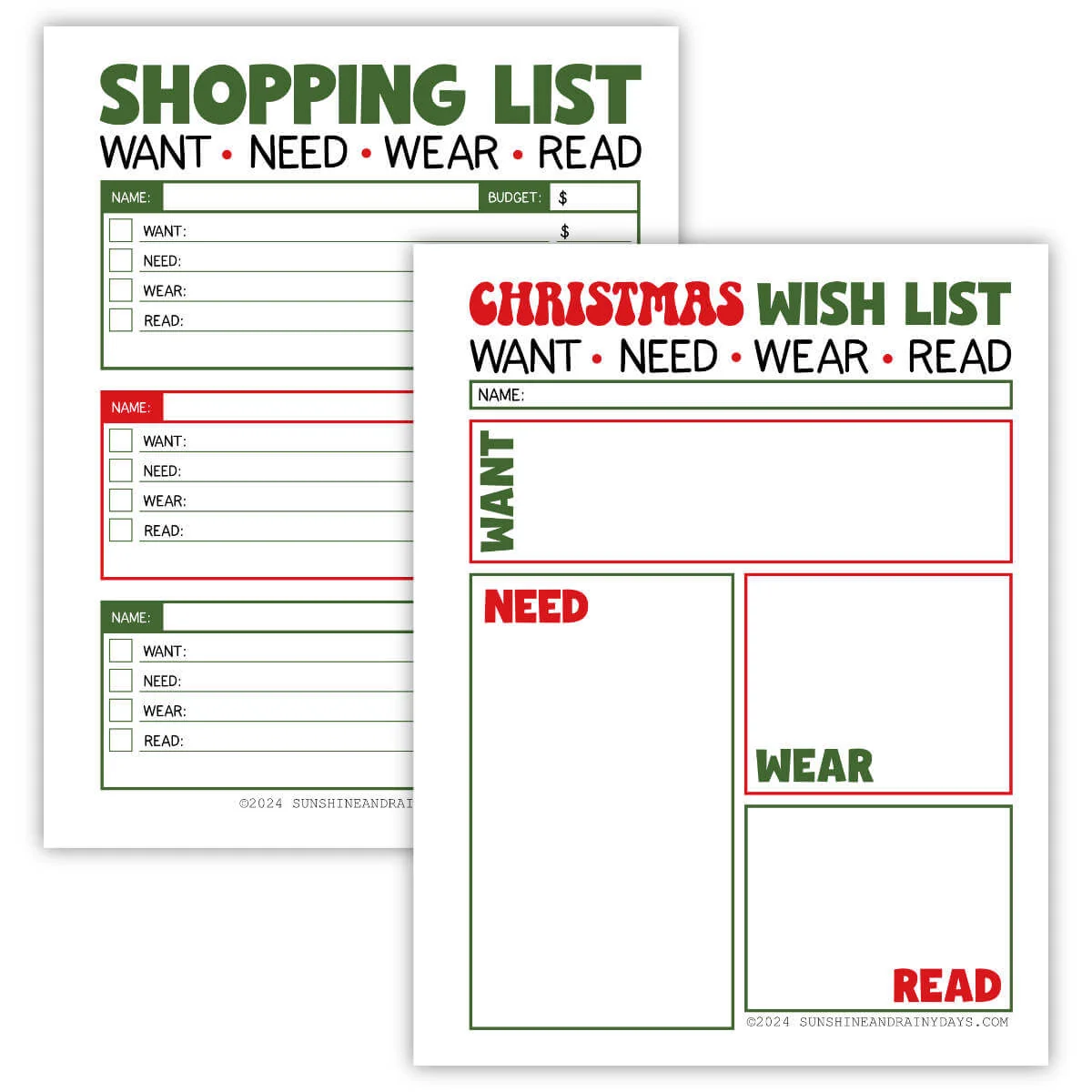 Christmas Want Need Wear Read Wish And Gift List Christmas Want Need Wear Read Wish And Gift List