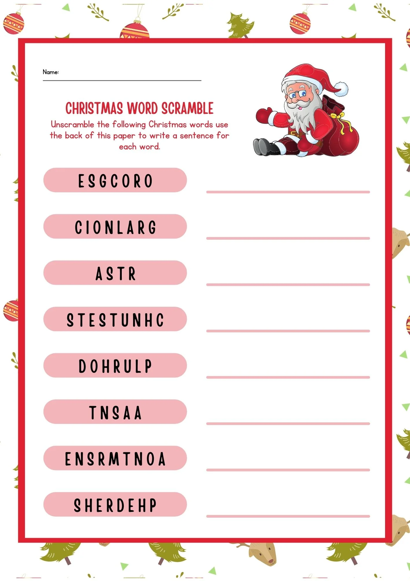 Christmas Word Scramble
