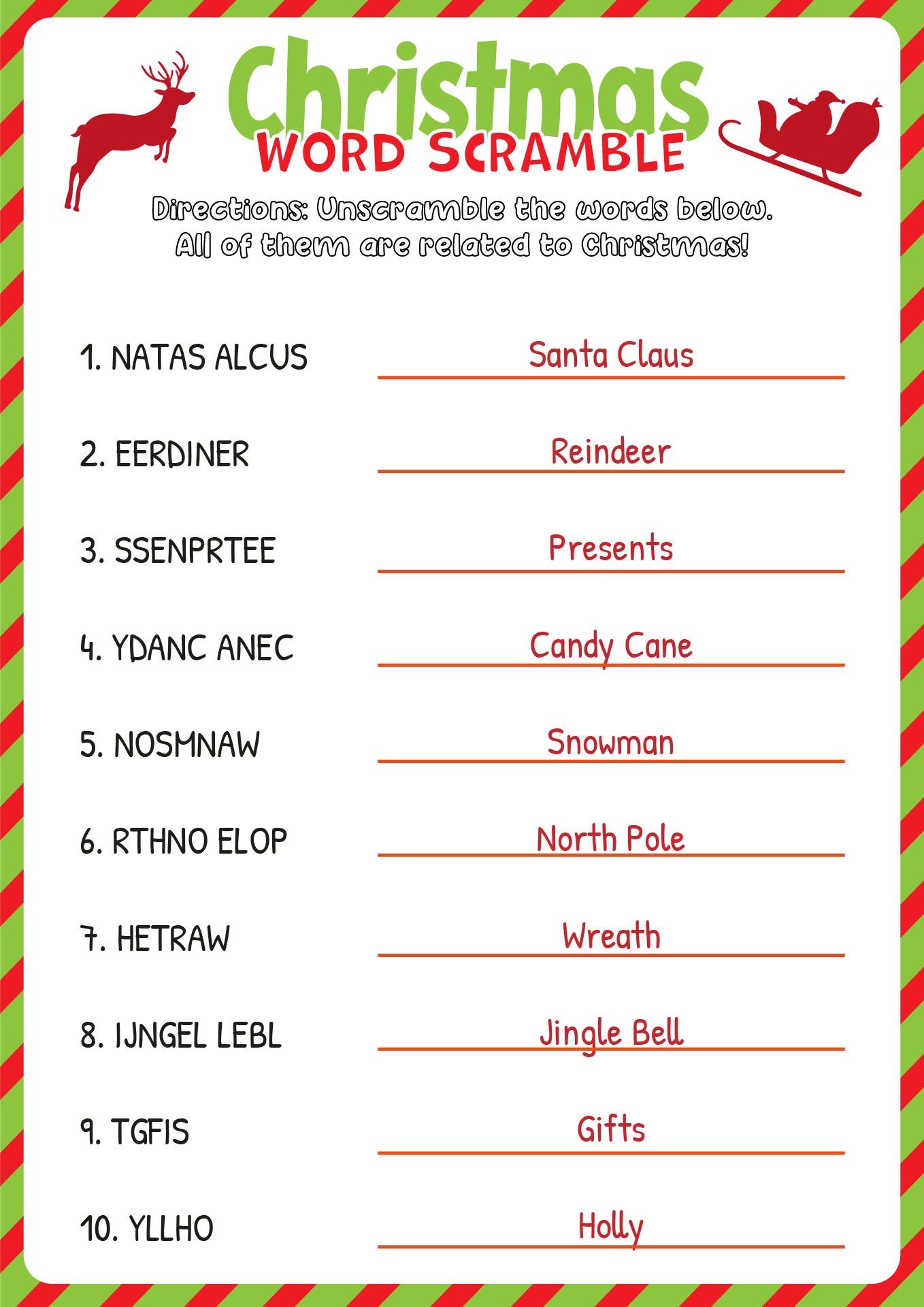 Christmas Word Scramble Hard Christmas Word Scramble Hard