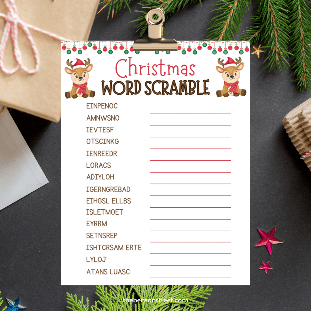 Christmas Word Scramble Printable