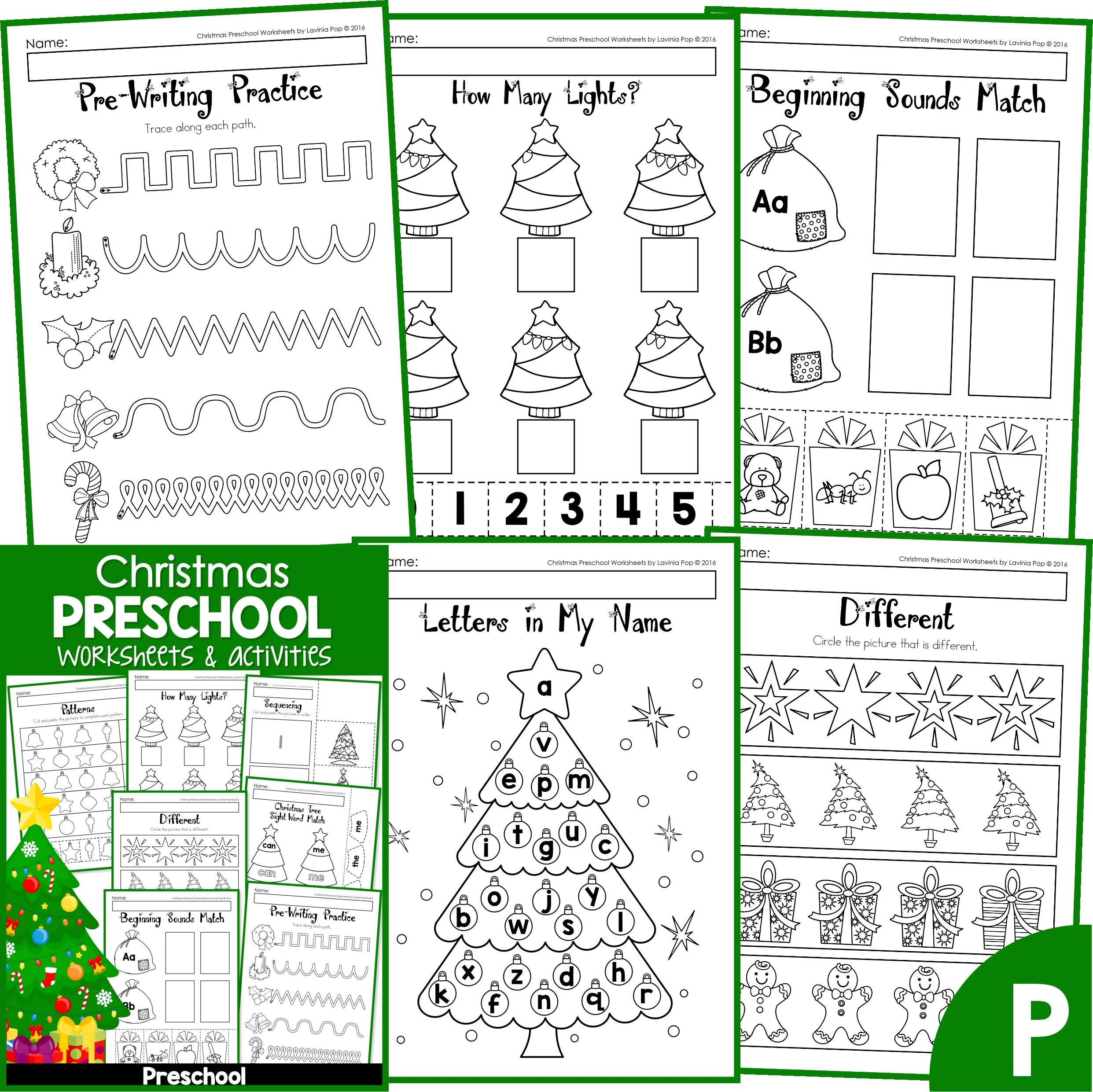 Christmas Worksheets For Preschool No Prep