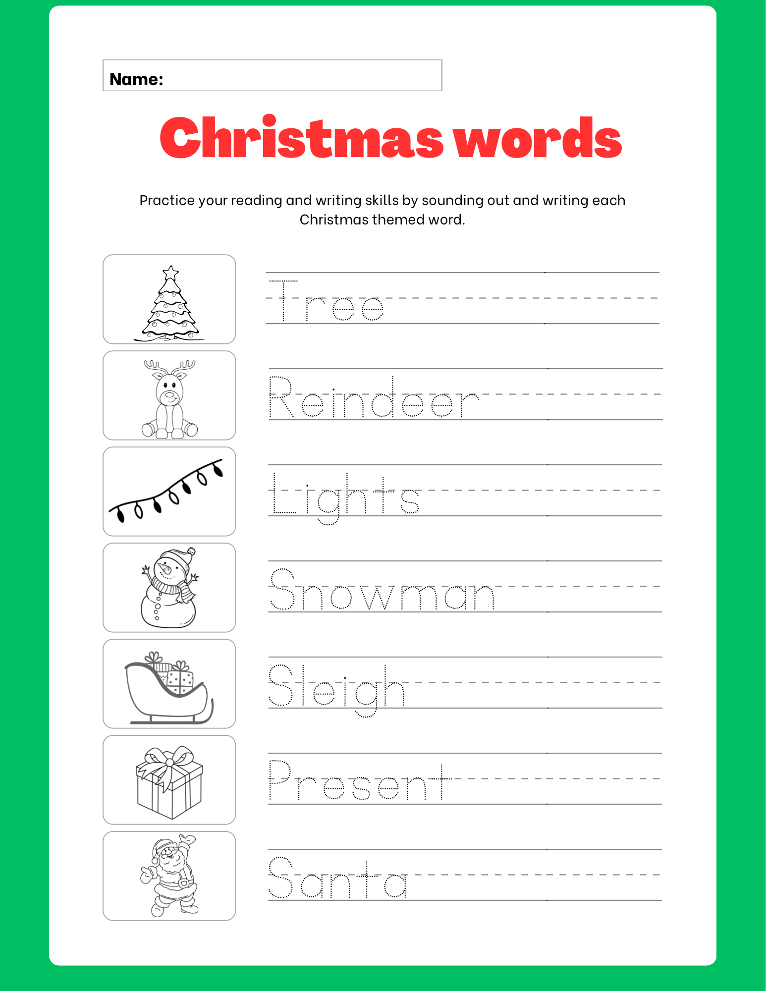 Christmas Writing Words Christmas Writing Words