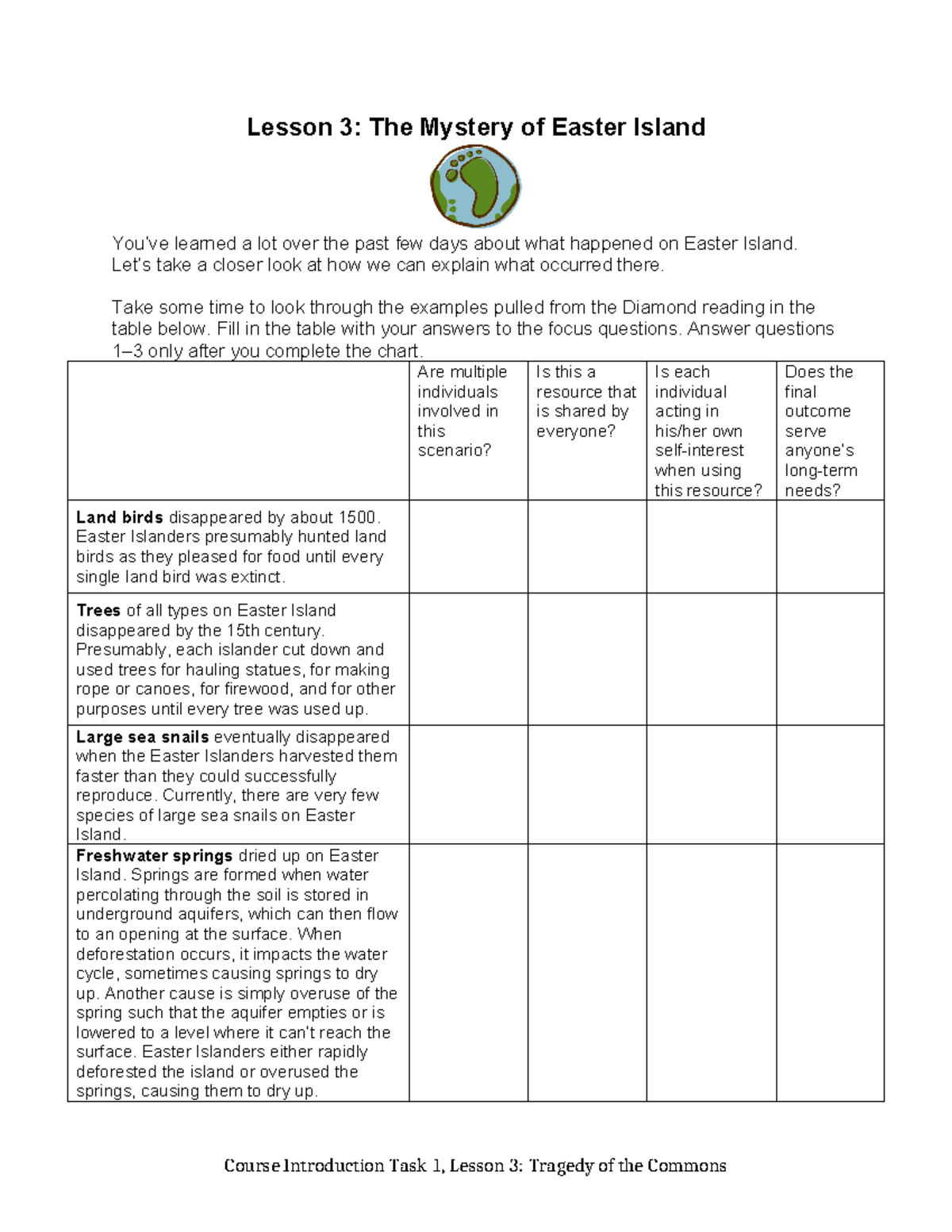 easter island mystery worksheets answers
