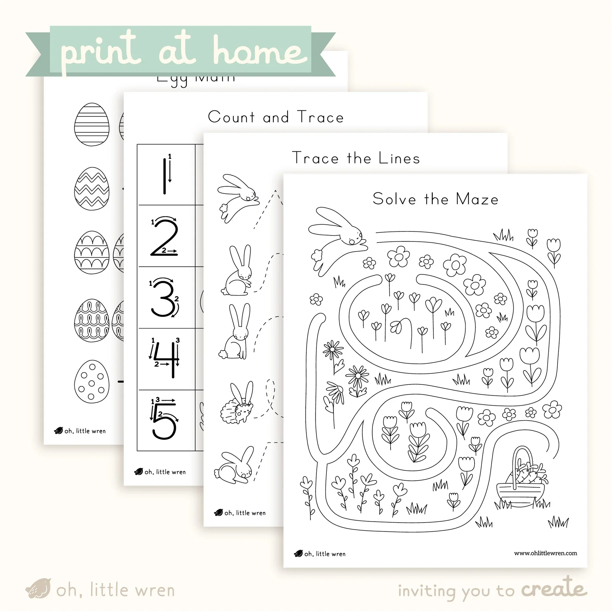 Digital Easter Spring Preschool Worksheets 15 Pages